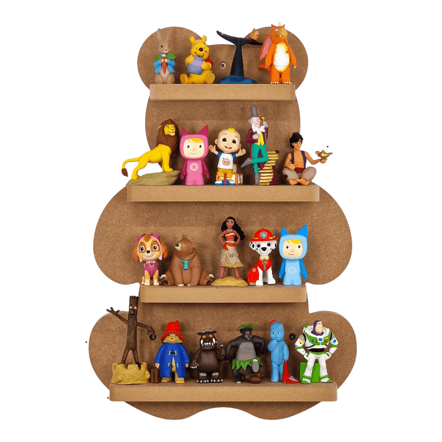 Teddy Bear shaped display shelf for Toniebox, featuring one large MDF shelf for Tonie figure storage.