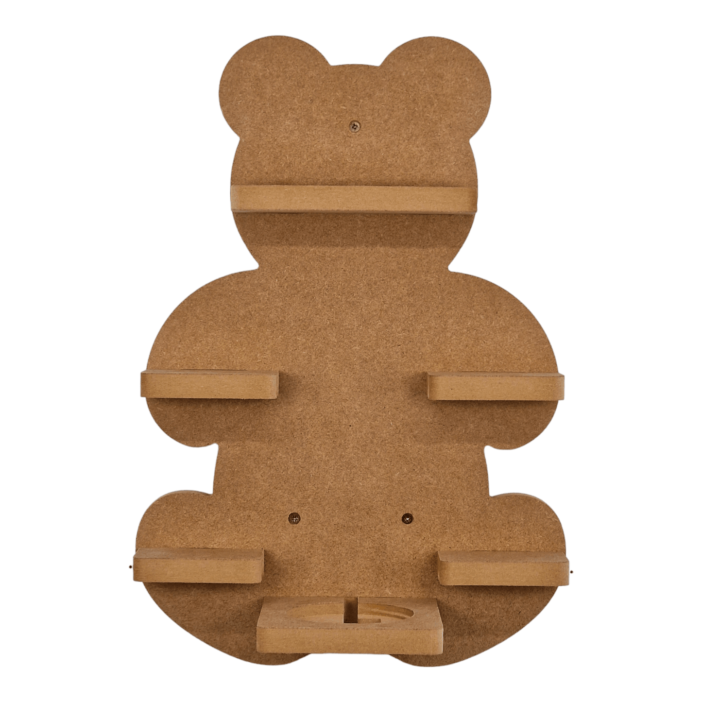 Teddy bear shaped display shelf for Toniebox, featuring one large MDF shelf for Tonie figure and box storage.