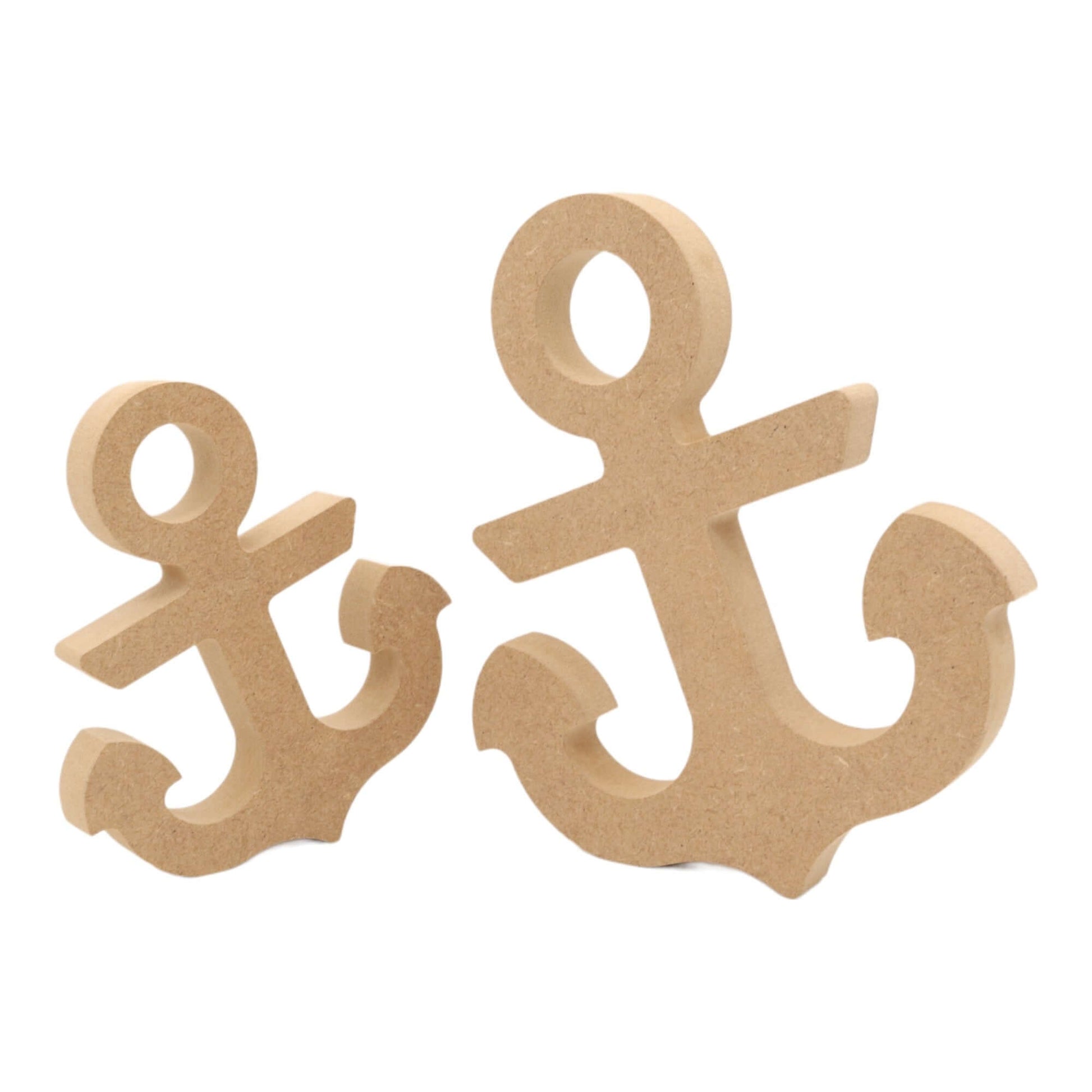 CNC routed freestanding anchor shapes made from MDF, quality craft shapes for DIY projects.