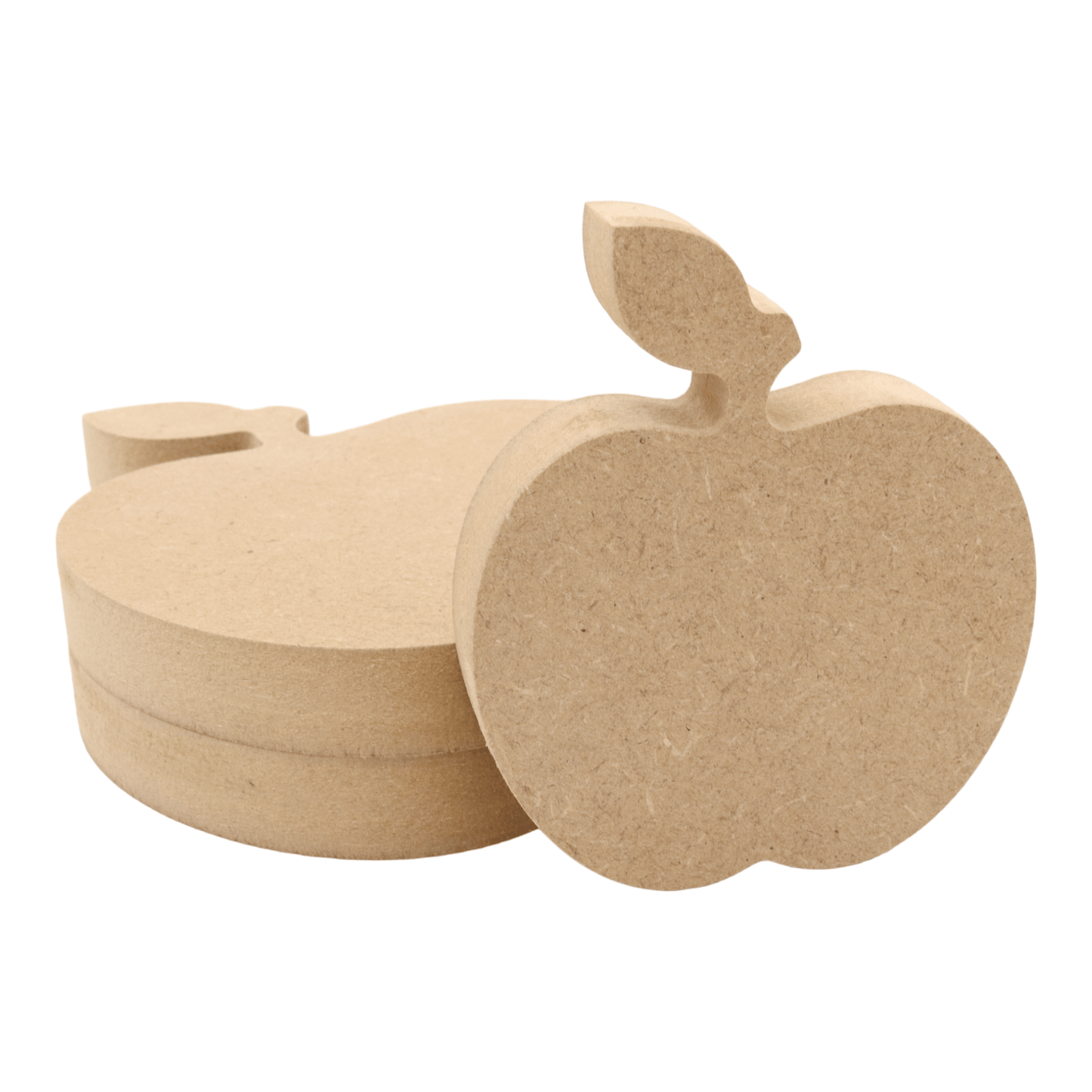 CNC routed freestanding apple shapes made from MDF, quality craft shapes for DIY projects.
