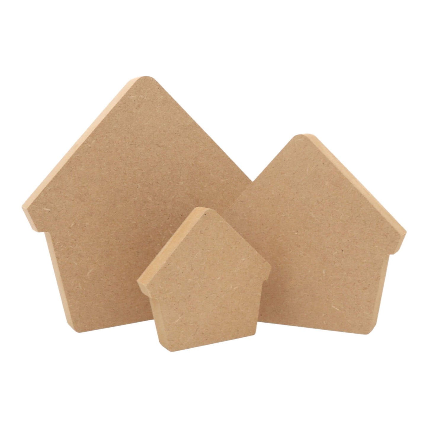 CNC routed freestanding bird house shapes made from MDF, quality craft shapes for DIY projects.