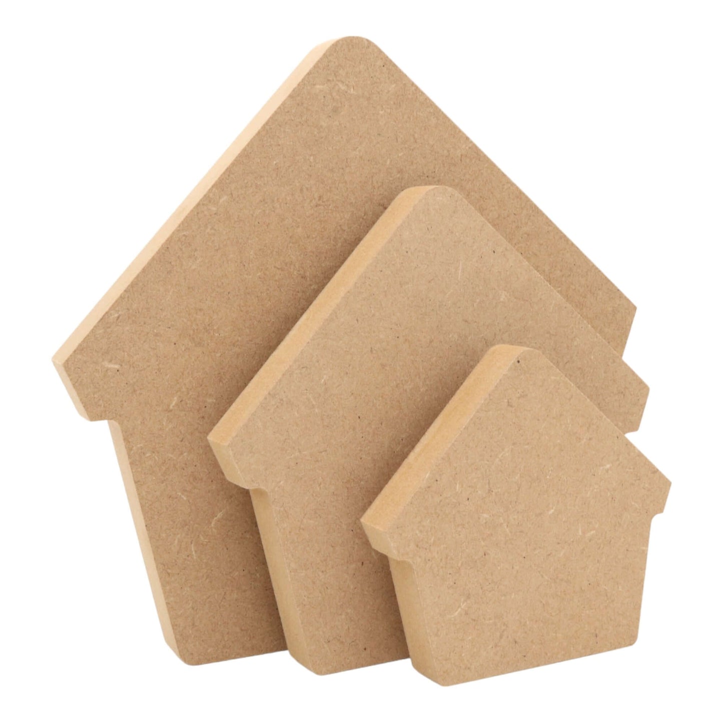 CNC routed freestanding bird house shapes made from MDF, quality craft shapes for DIY projects.