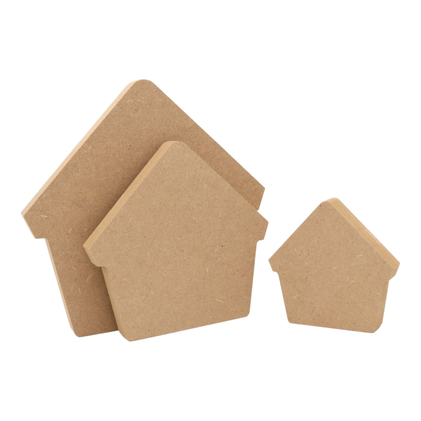 CNC routed freestanding bird house shapes made from MDF, quality craft shapes for DIY projects.