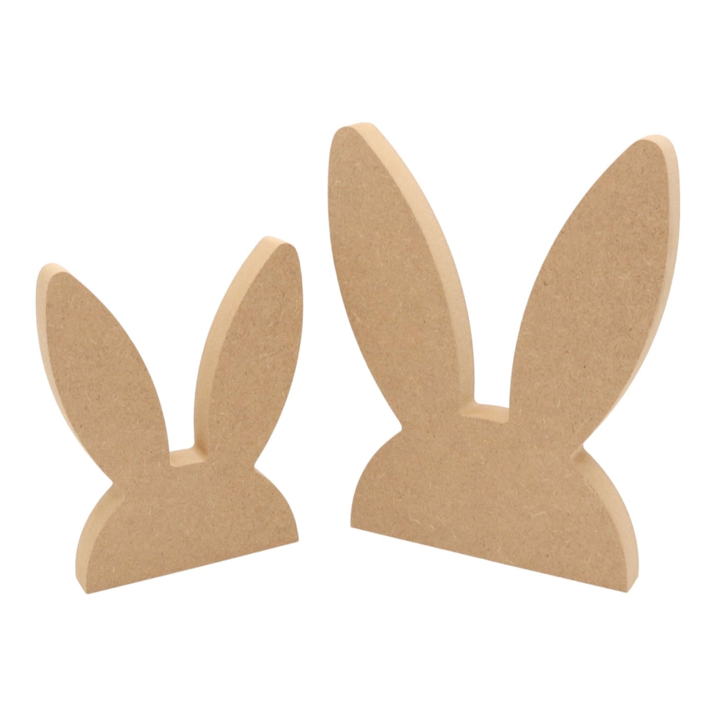 CNC routed freestanding straight bunny ears shapes made from MDF, quality craft shapes for DIY projects.