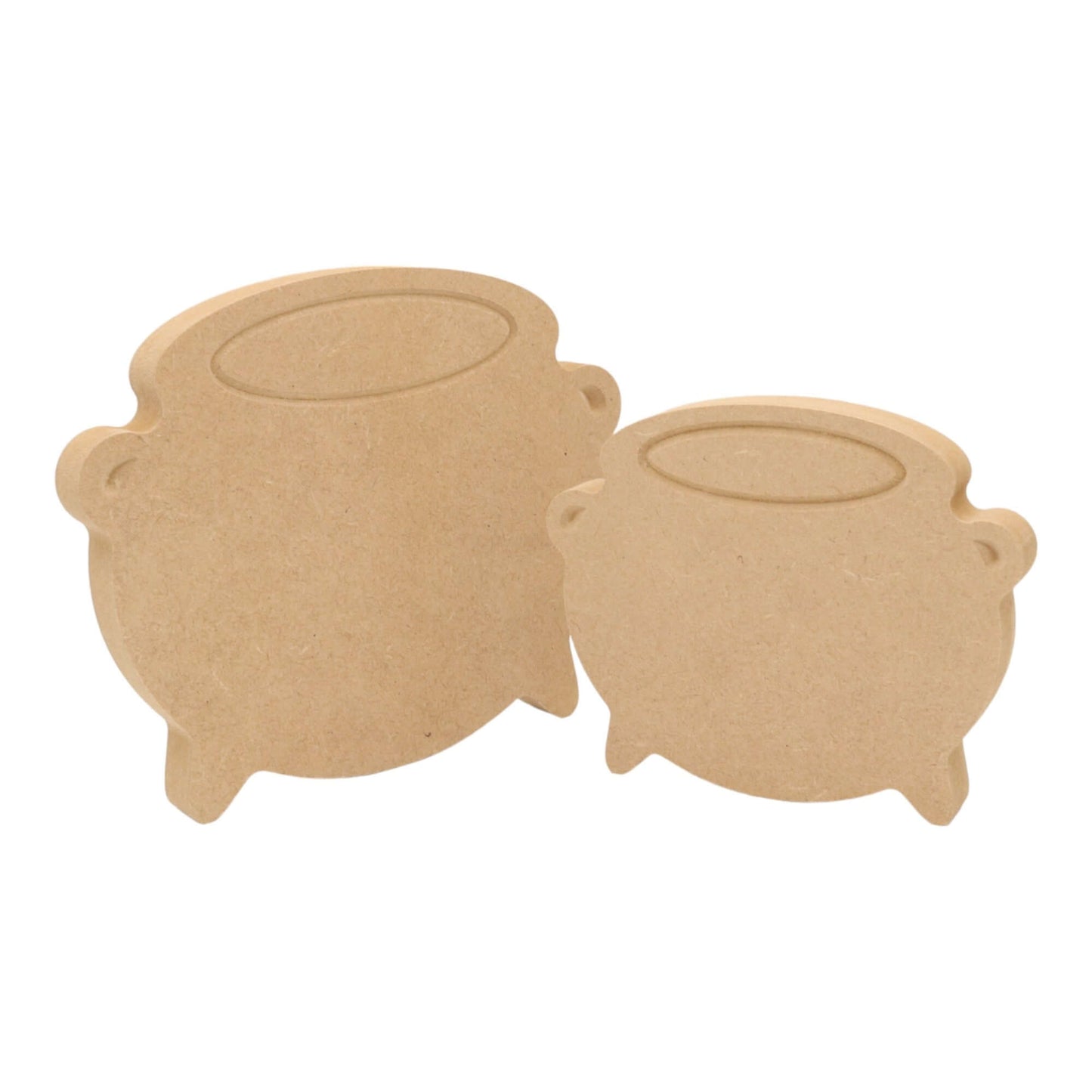 CNC routed freestanding cauldron shapes made from MDF, quality craft shapes for DIY projects.