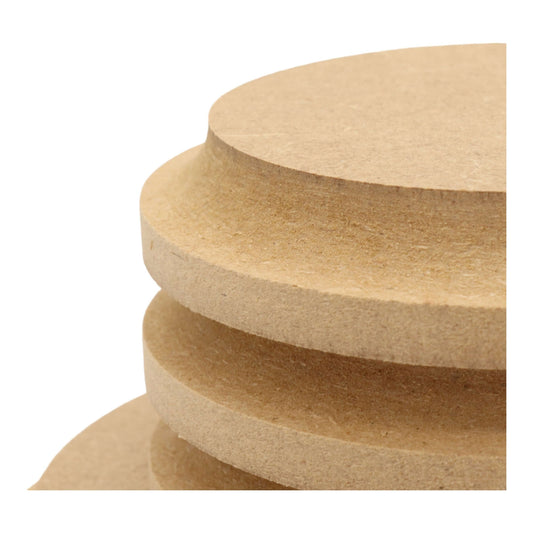 CNC routed circle shapes made from MDF with a cove edge, quality craft shapes for DIY projects.