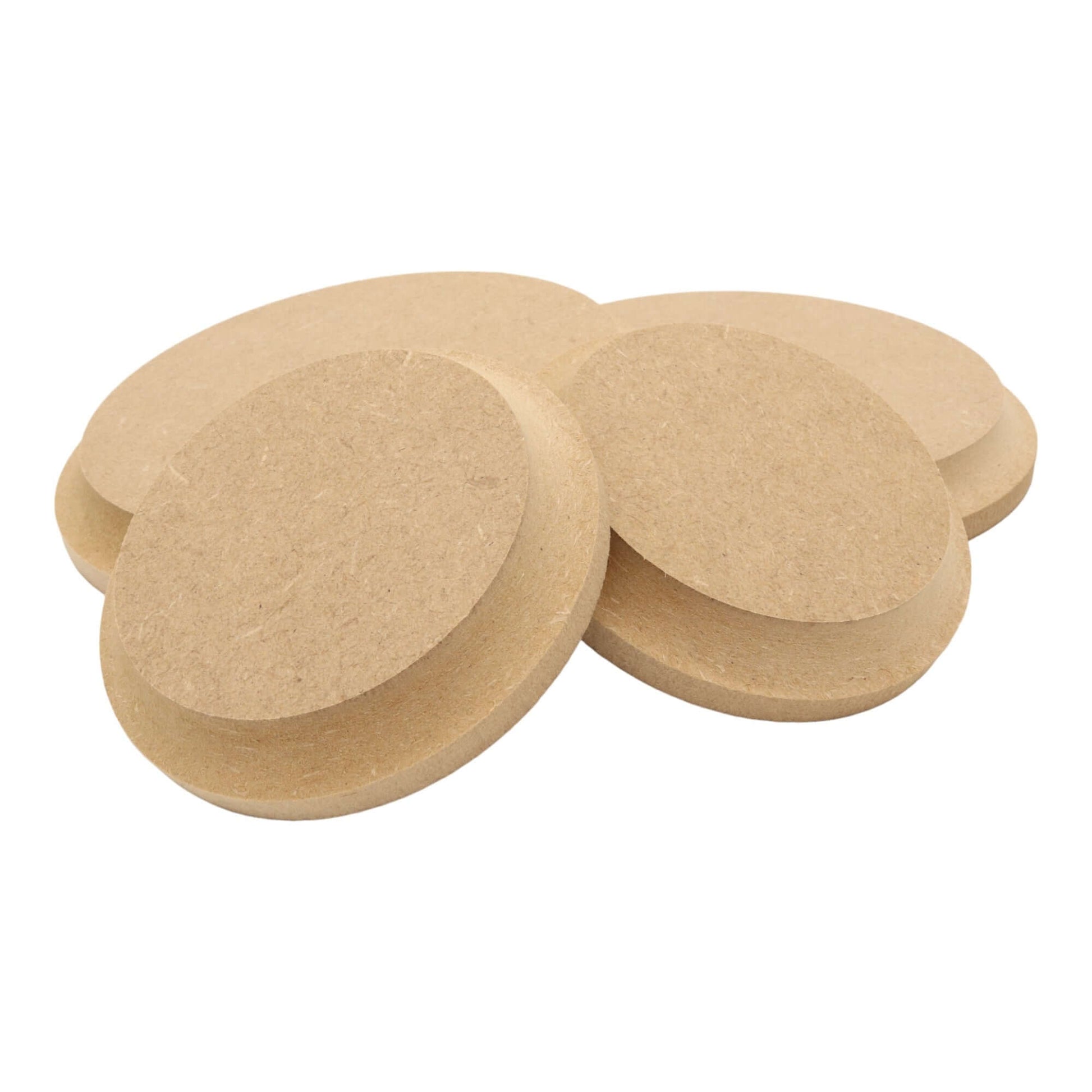 CNC routed circle shapes made from MDF with a cove edge, quality craft shapes for DIY projects.