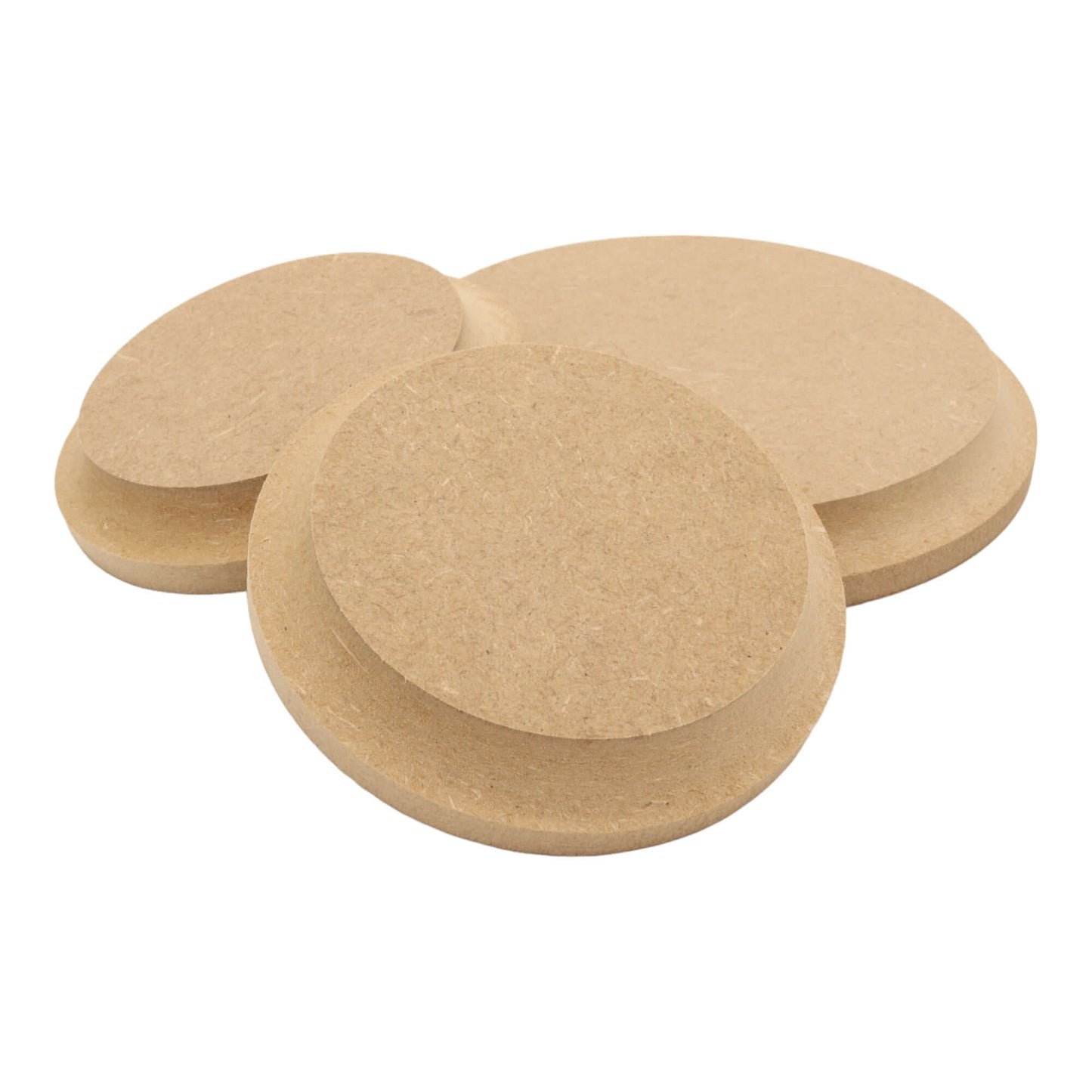 CNC routed circle shapes made from MDF with a cove edge, quality craft shapes for DIY projects.