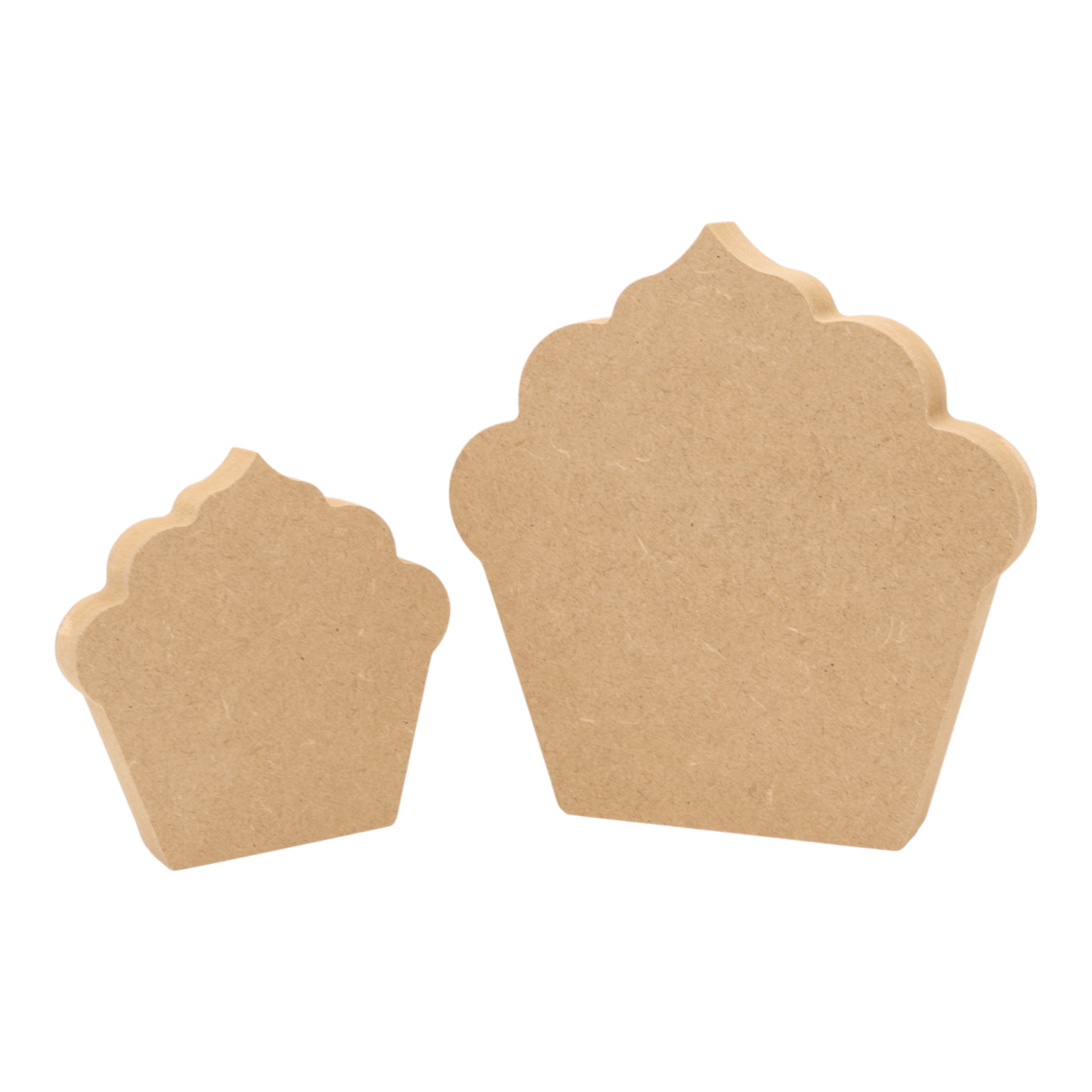CNC routed freestanding cupcake shapes made from MDF, quality craft shapes for DIY projects.