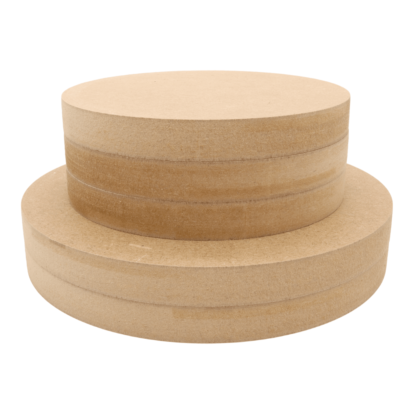 CNC routed circle shapes made from MDF with a square edge, quality craft shapes for DIY projects.