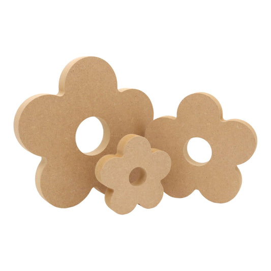 CNC routed freestanding daisy s2 shapes made from MDF, quality craft shapes for DIY projects.
