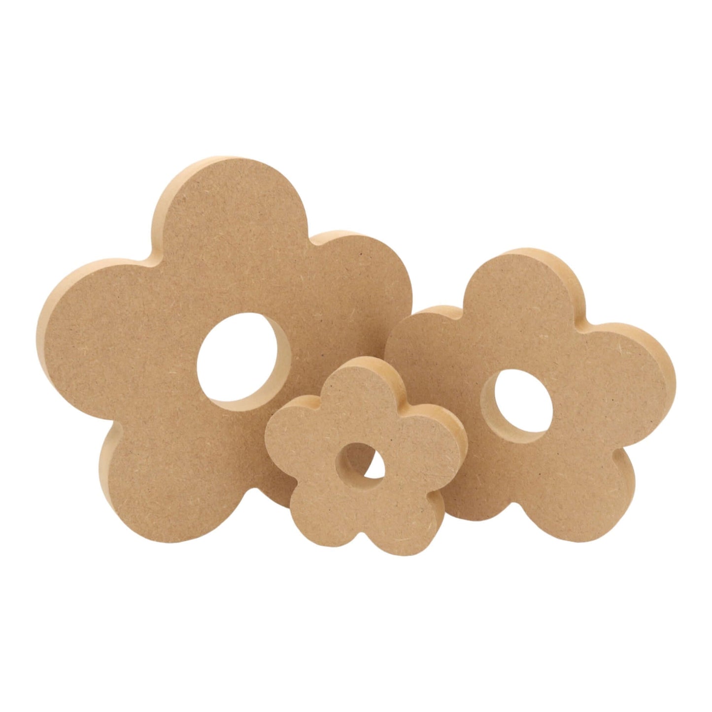 CNC routed freestanding daisy s2 shapes made from MDF, quality craft shapes for DIY projects.