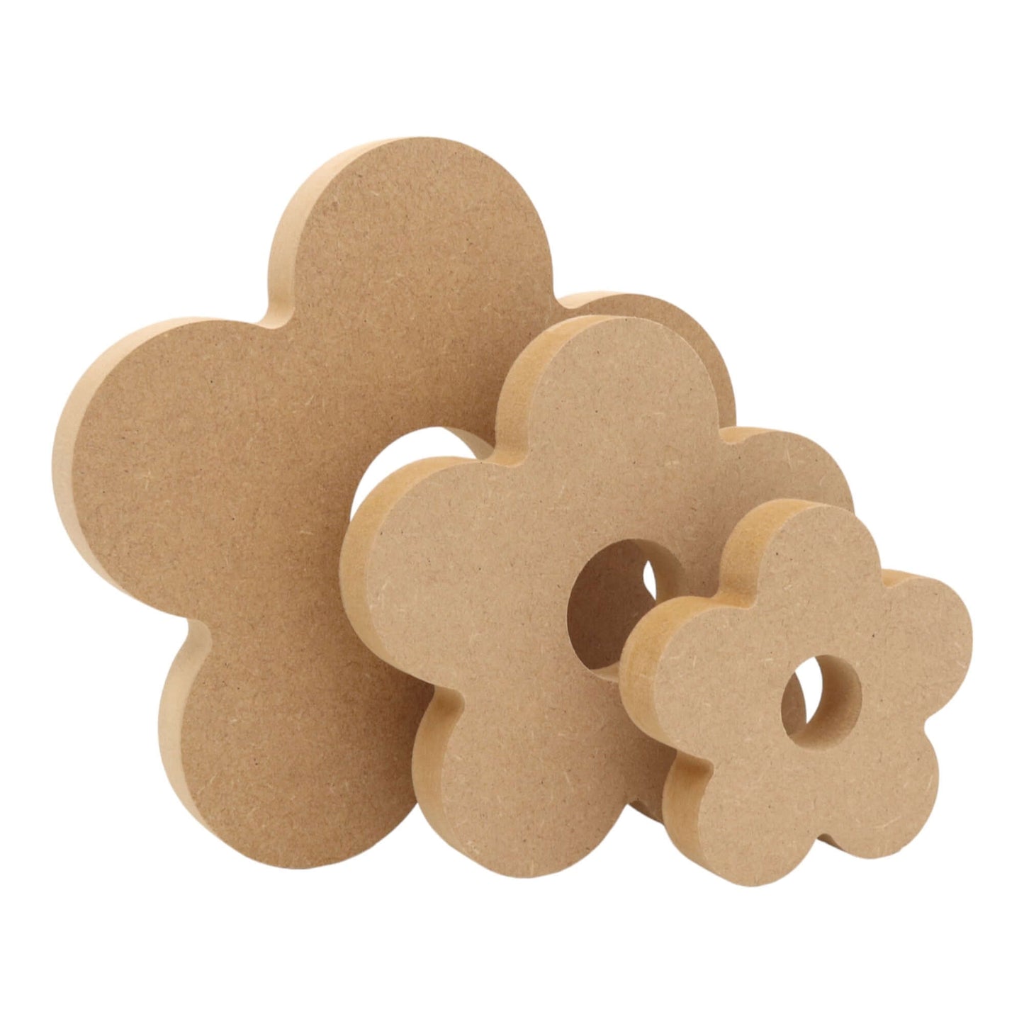 CNC routed freestanding daisy s2 shapes made from MDF, quality craft shapes for DIY projects.