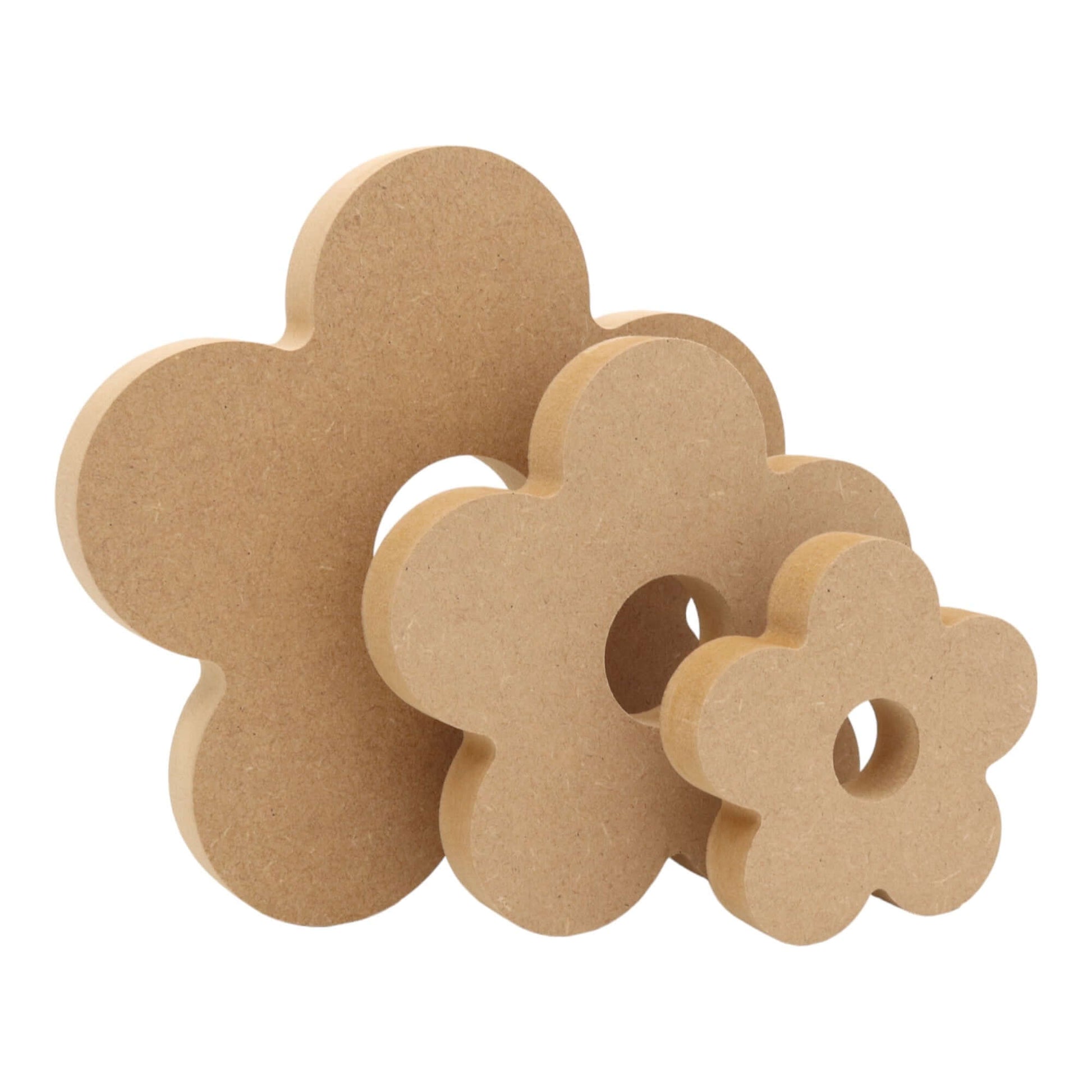 CNC routed freestanding daisy s2 shapes made from MDF, quality craft shapes for DIY projects.