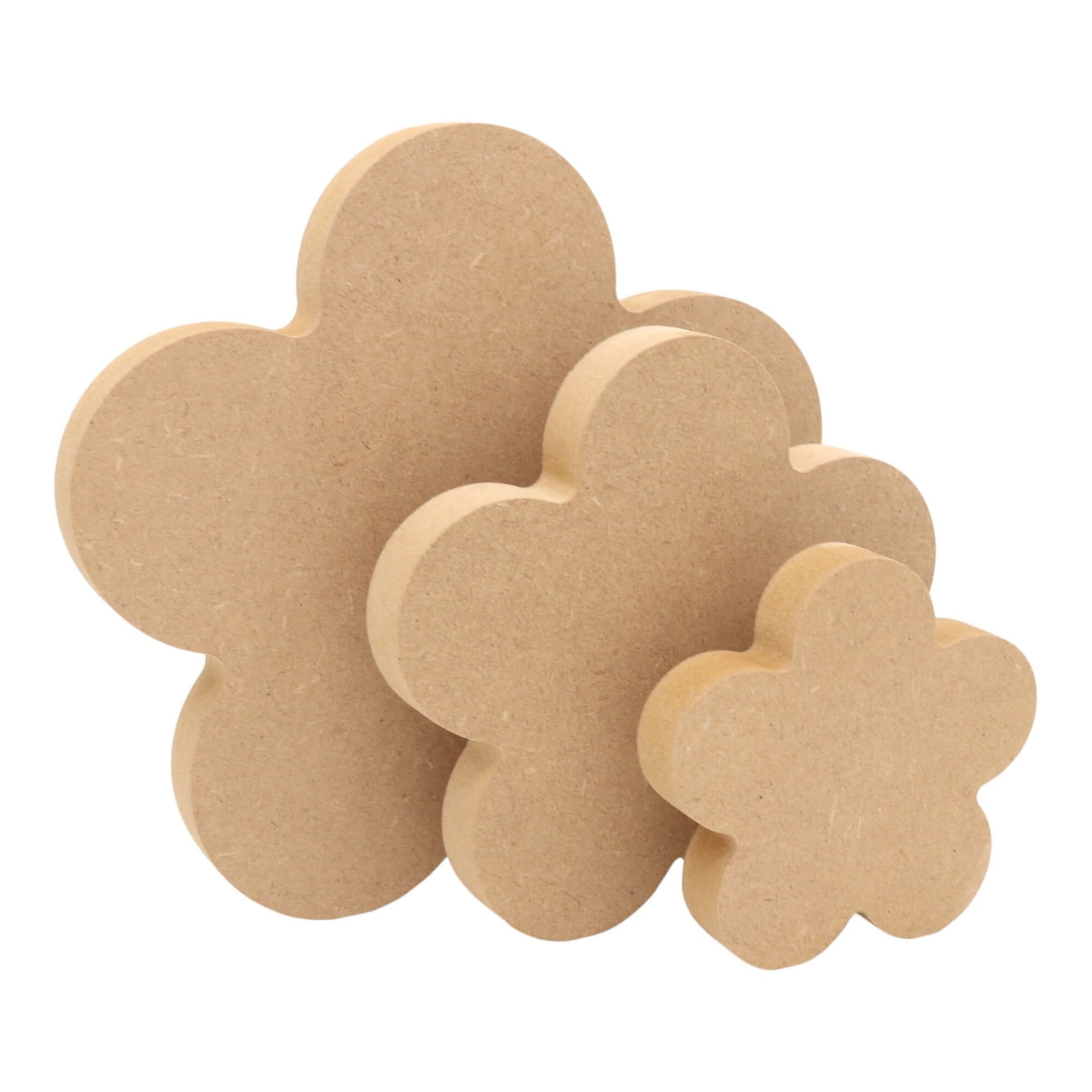 CNC routed freestanding daisy s1 shapes made from MDF, quality craft shapes for DIY projects.