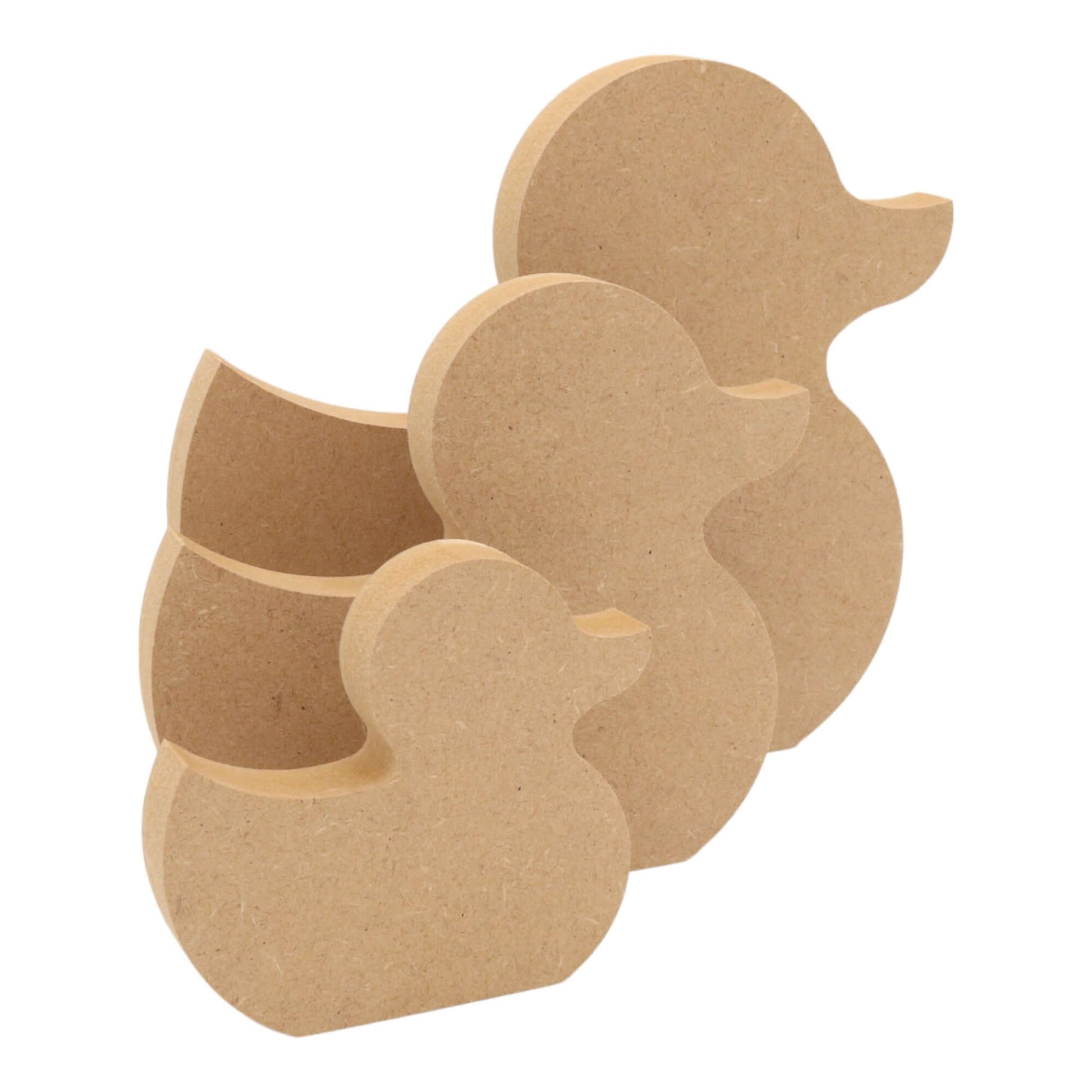 CNC routed freestanding duck shapes made from MDF, quality craft shapes for DIY projects.