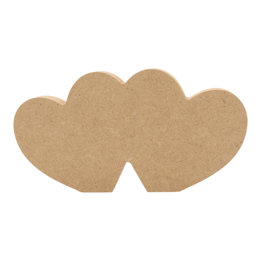 CNC routed freestanding double slanted heart shapes made from MDF, quality craft shapes for DIY projects.