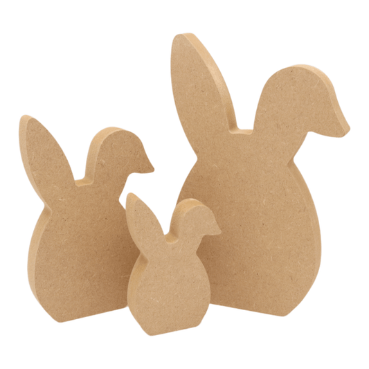 CNC routed freestanding easter egg with folded ears shapes made from MDF, quality craft shapes for DIY projects.