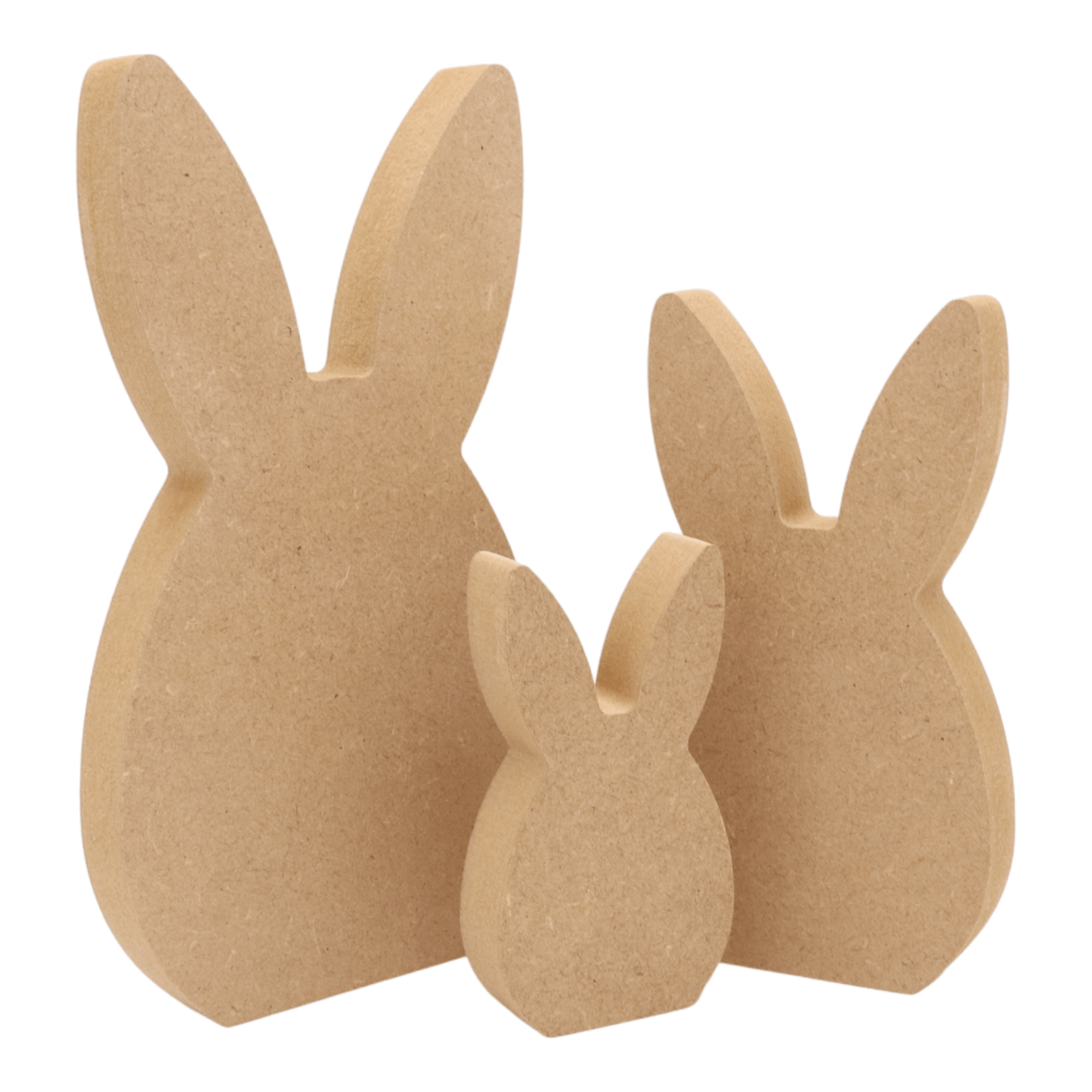 CNC routed freestanding easter egg with straight ears shapes made from MDF, quality craft shapes for DIY projects.