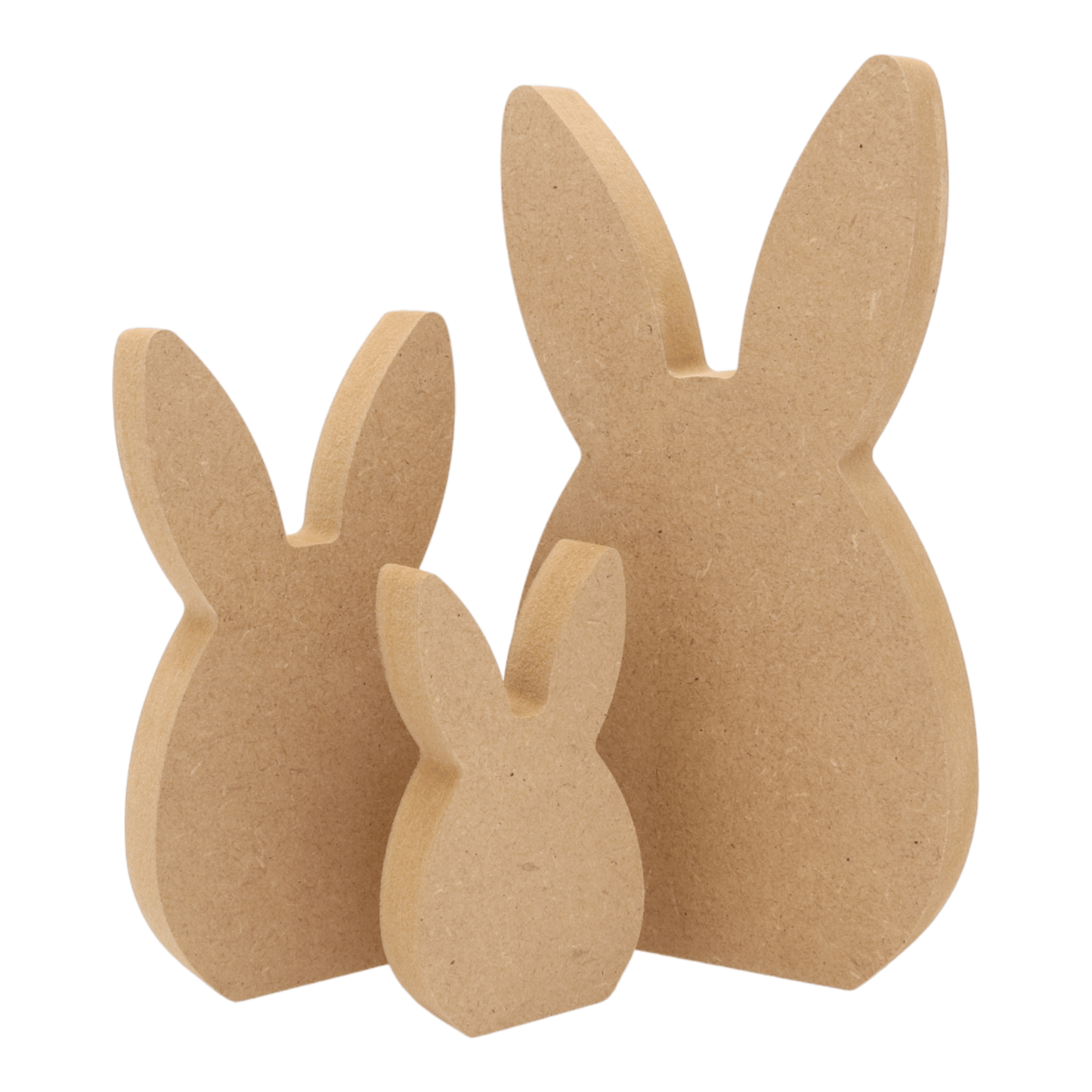 CNC routed freestanding easter egg with straight ears shapes made from MDF, quality craft shapes for DIY projects.