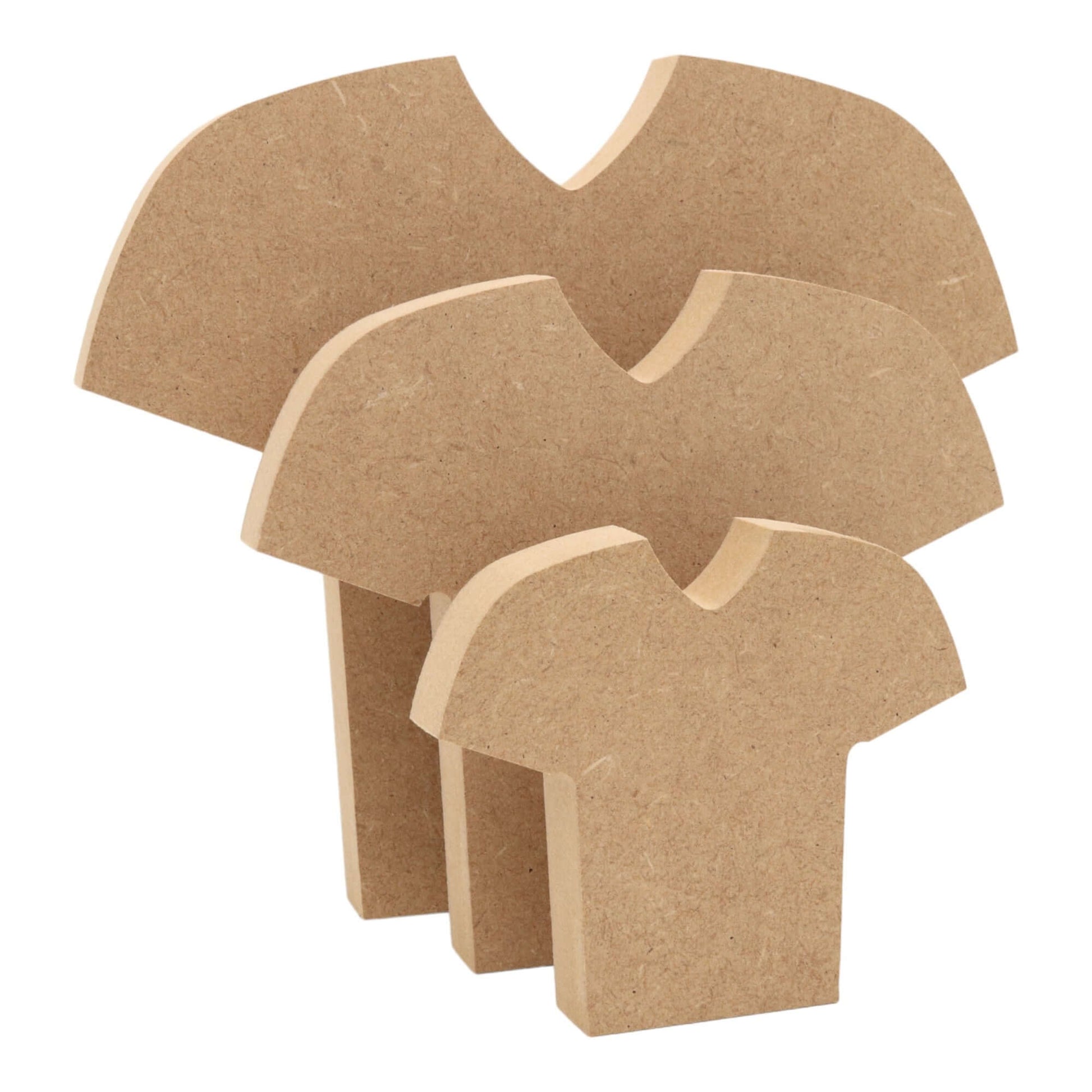 CNC routed freestanding football shirt shapes made from MDF, quality craft shapes for DIY projects.