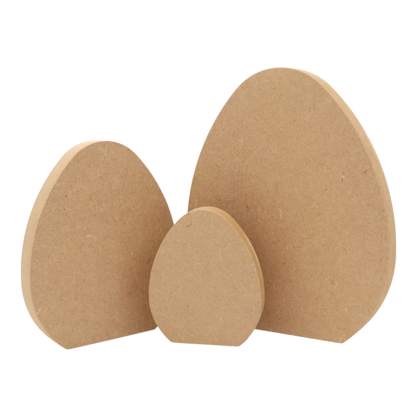 CNC routed freestanding easter egg shapes made from MDF, quality craft shapes for DIY projects.