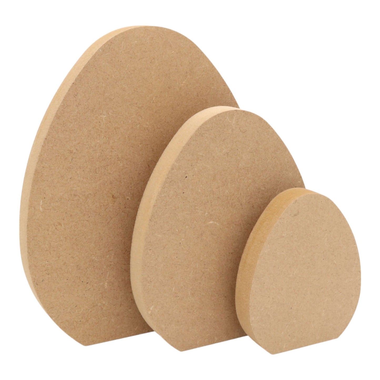 CNC routed freestanding easter egg shapes made from MDF, quality craft shapes for DIY projects.