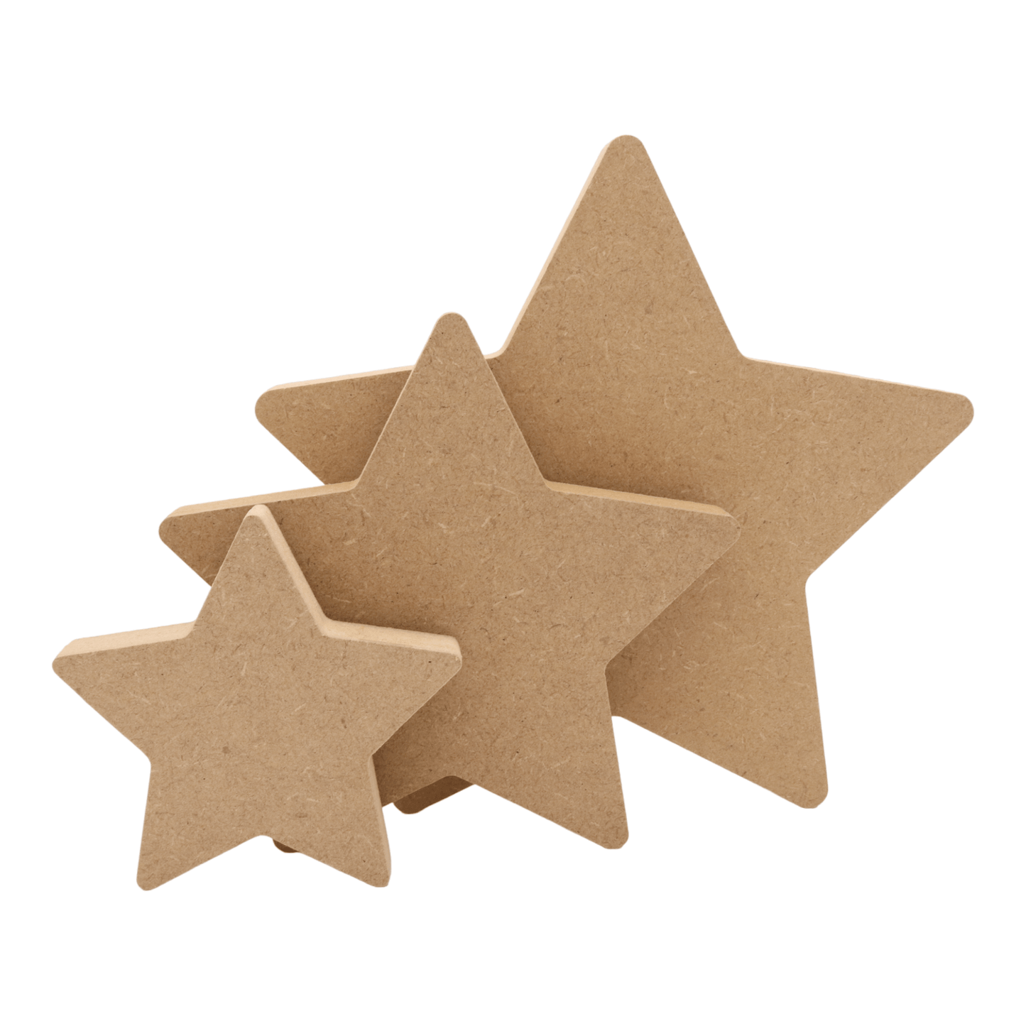 CNC routed freestanding star shapes made from MDF, quality craft shapes for DIY projects.