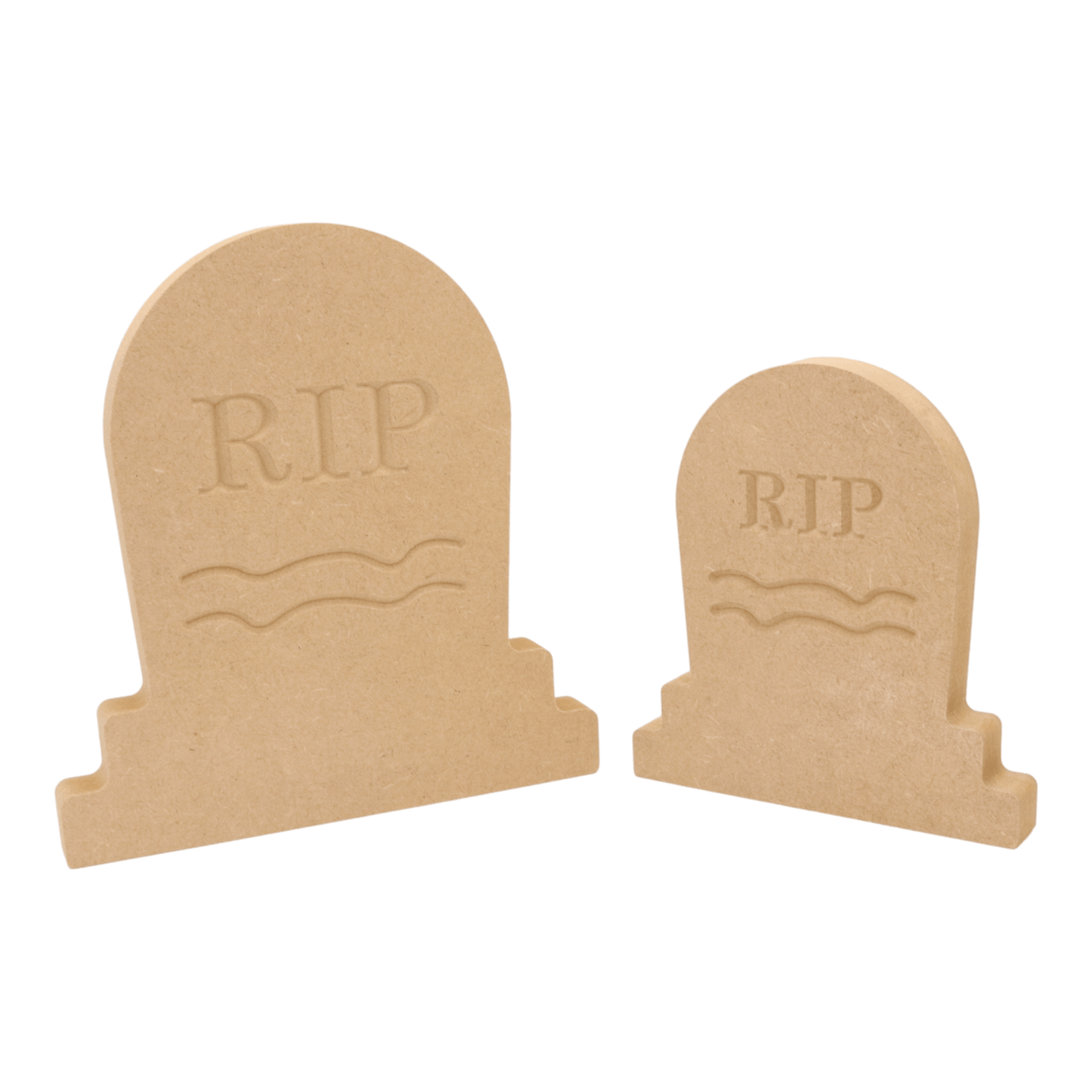 CNC routed freestanding detailed gravestone shapes made from MDF, quality craft shapes for DIY projects.