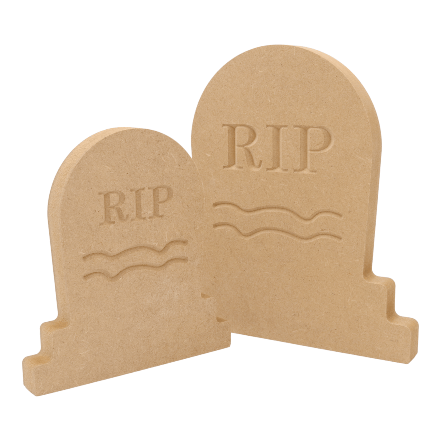 CNC routed freestanding detailed gravestone shapes made from MDF, quality craft shapes for DIY projects.