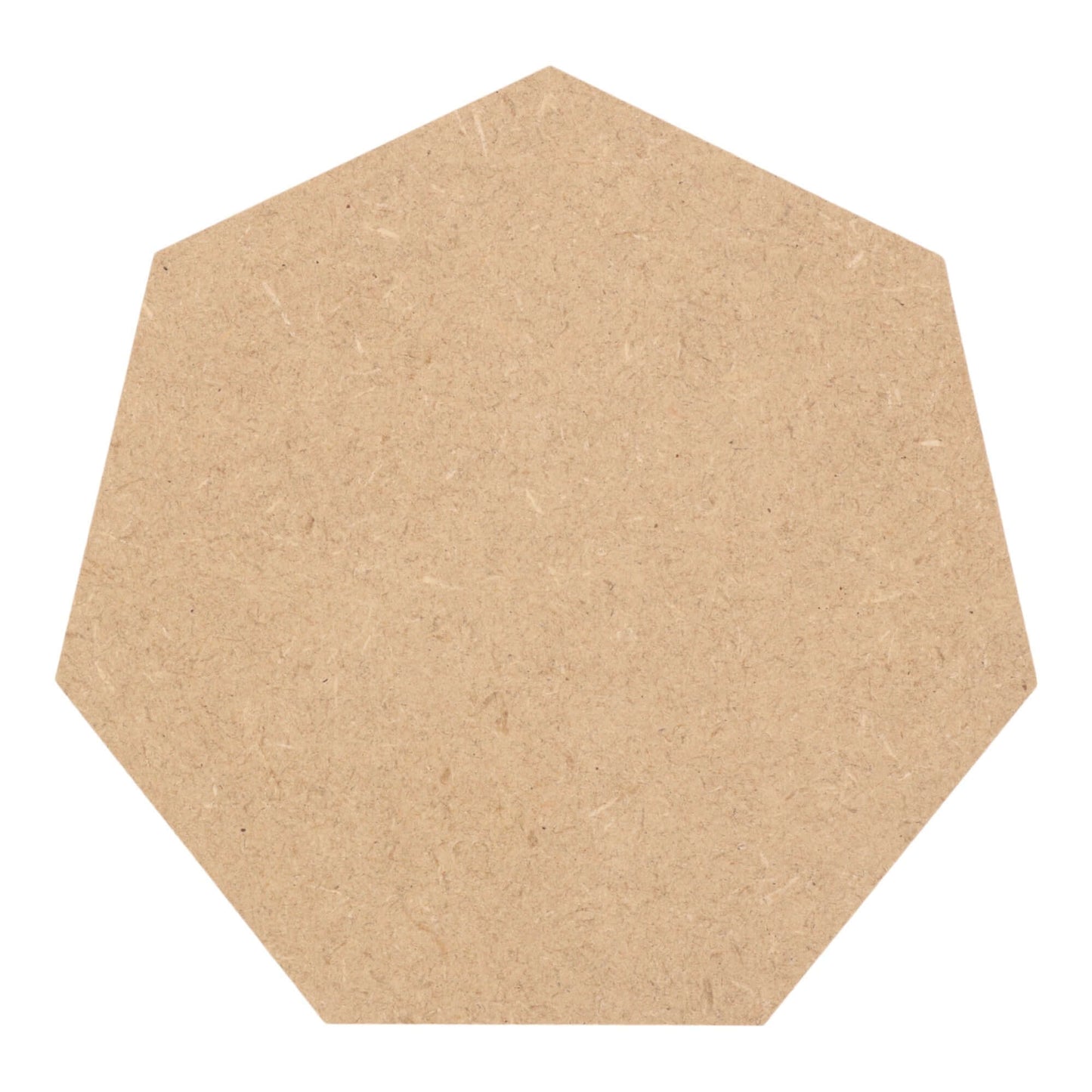 CNC routed heptagon shapes made from MDF with a square edge, quality craft shapes for DIY projects.