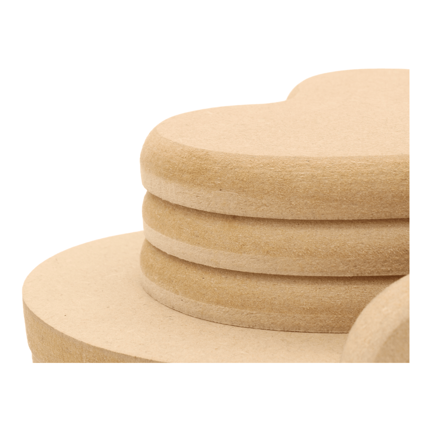 CNC routed heart shapes made from MDF with a round edge, quality craft shapes for DIY projects.