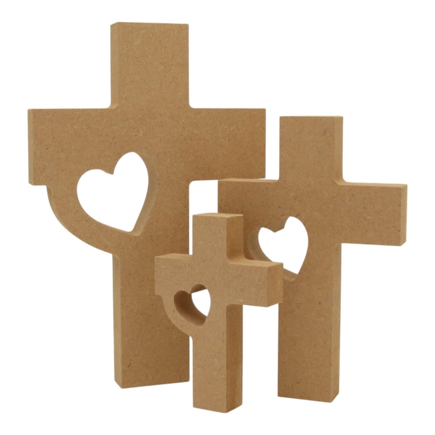 MDF Freestanding Latin Cross Heart Cutout Shape (Style 3)