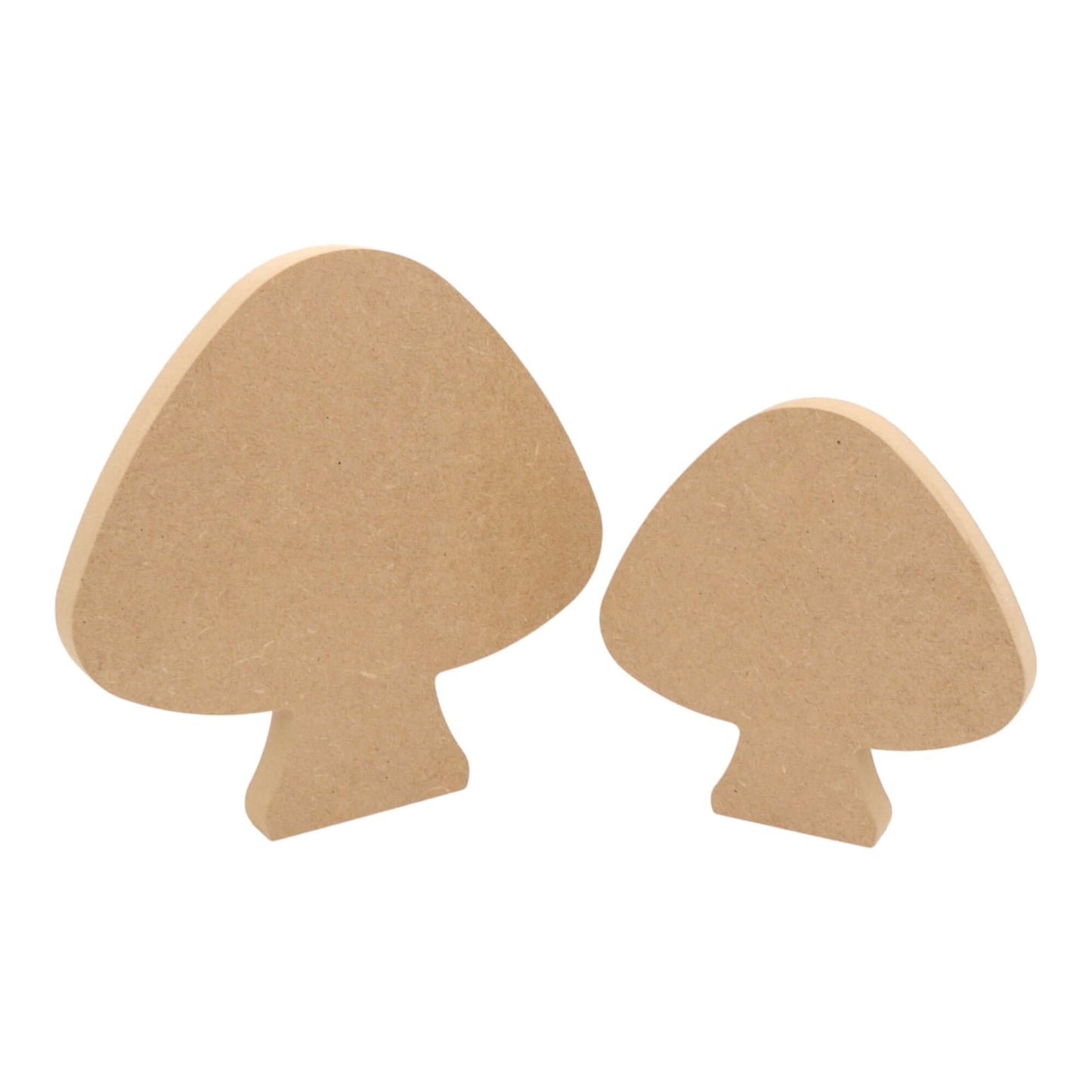 CNC routed freestanding mushroom shapes made from MDF, quality craft shapes for DIY projects.