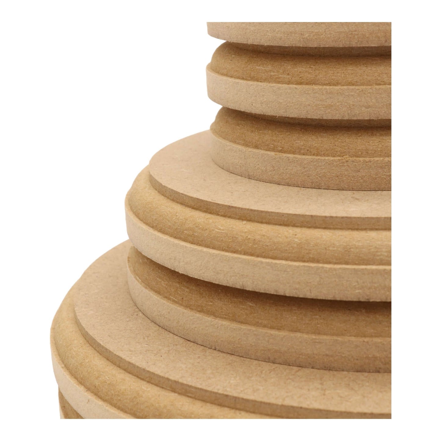 CNC routed circle shapes made from MDF with an OVOLO edge, quality craft shapes for DIY projects.