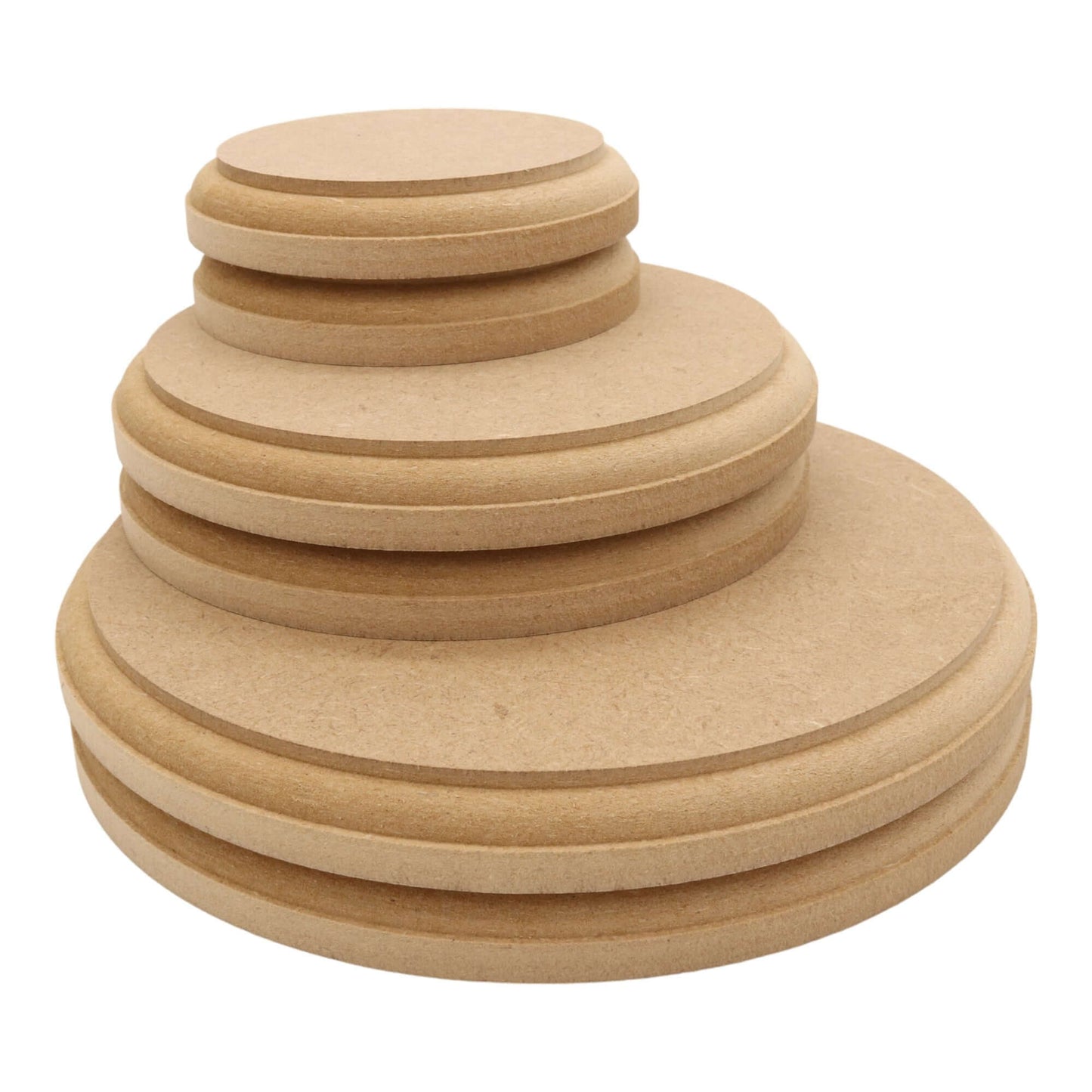 CNC routed circle shapes made from MDF with an OVOLO edge, quality craft shapes for DIY projects.
