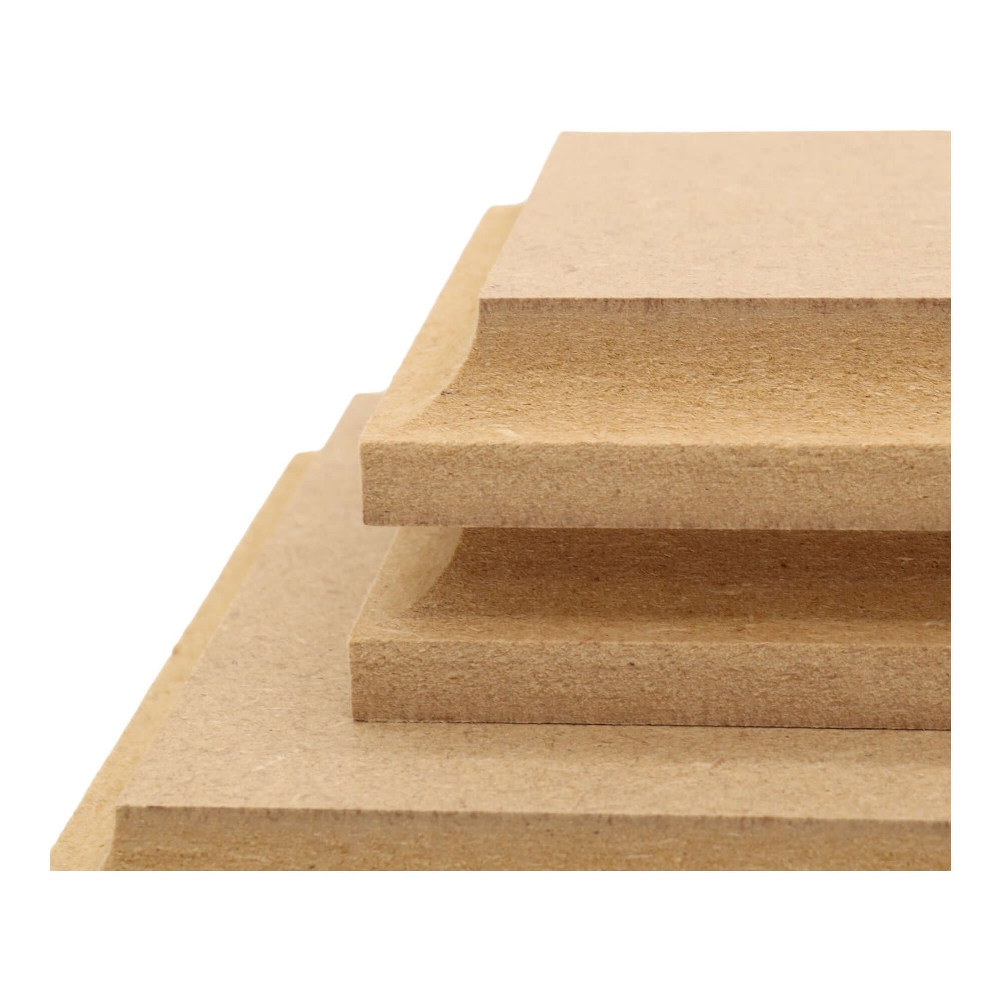 CNC routed square shapes made from MDF with a cove edge, quality craft shapes for DIY projects.
