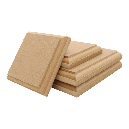 CNC routed square shapes made from MDF with an OVOLO edge, quality craft shapes for DIY projects.