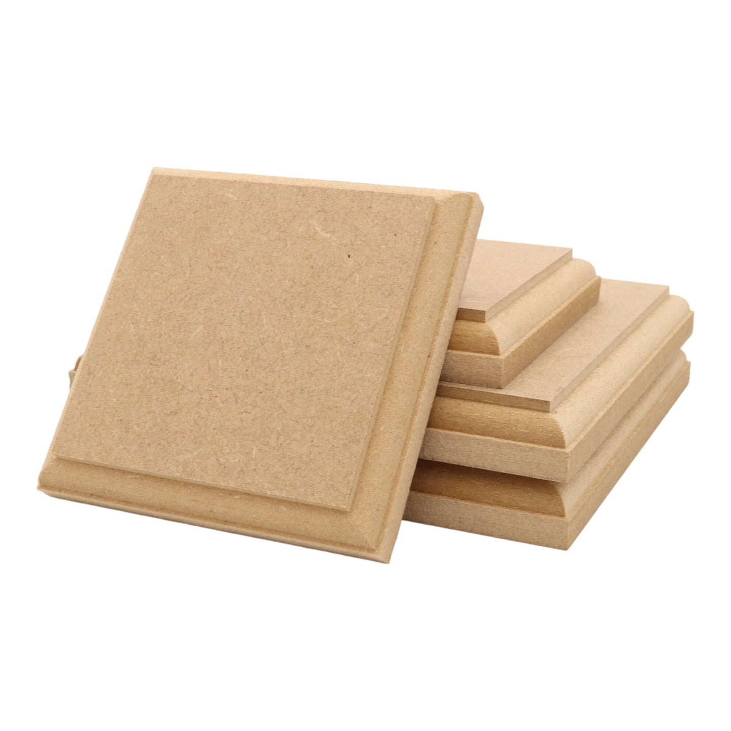 CNC routed square shapes made from MDF with an OVOLO edge, quality craft shapes for DIY projects.