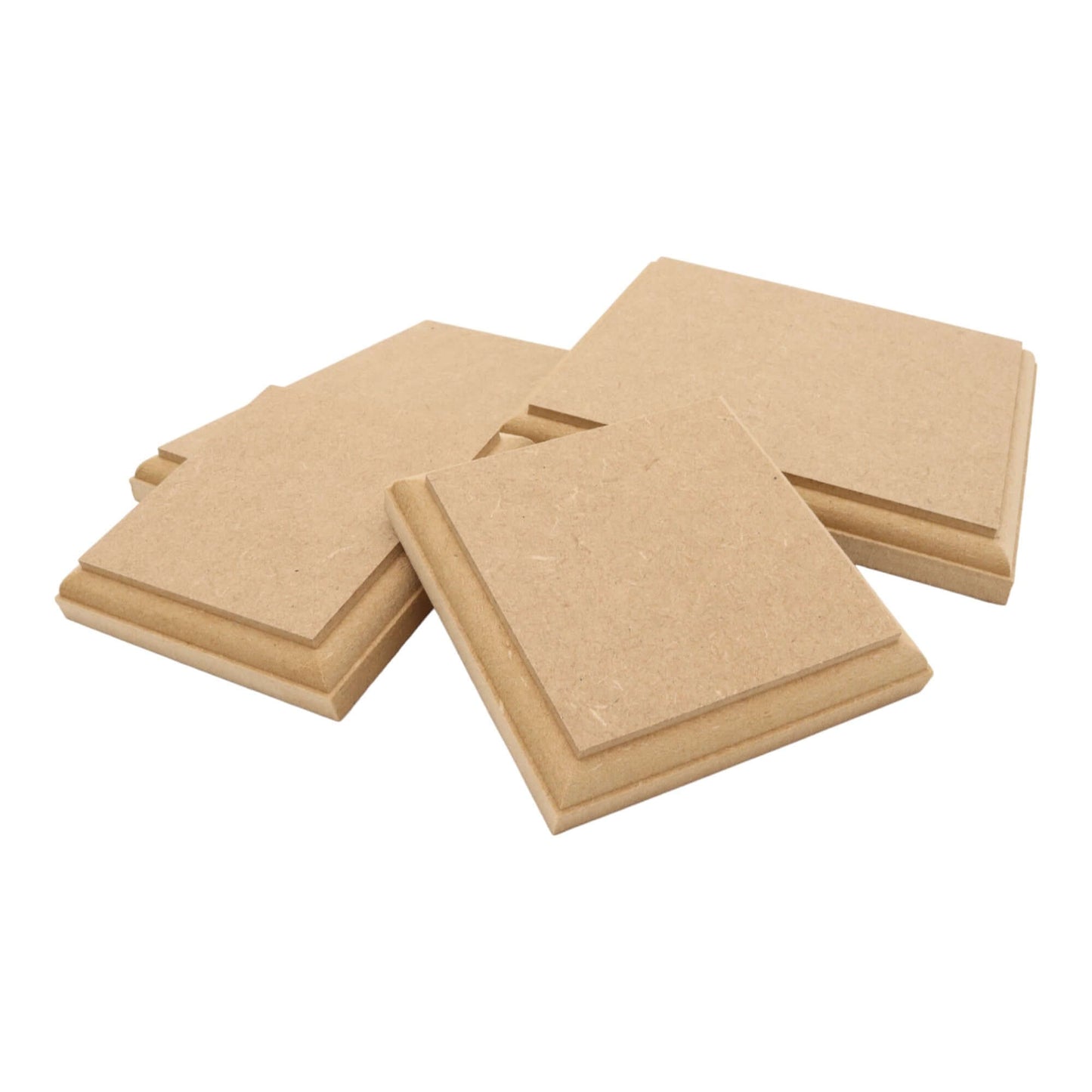 CNC routed square shapes made from MDF with an OVOLO edge, quality craft shapes for DIY projects.