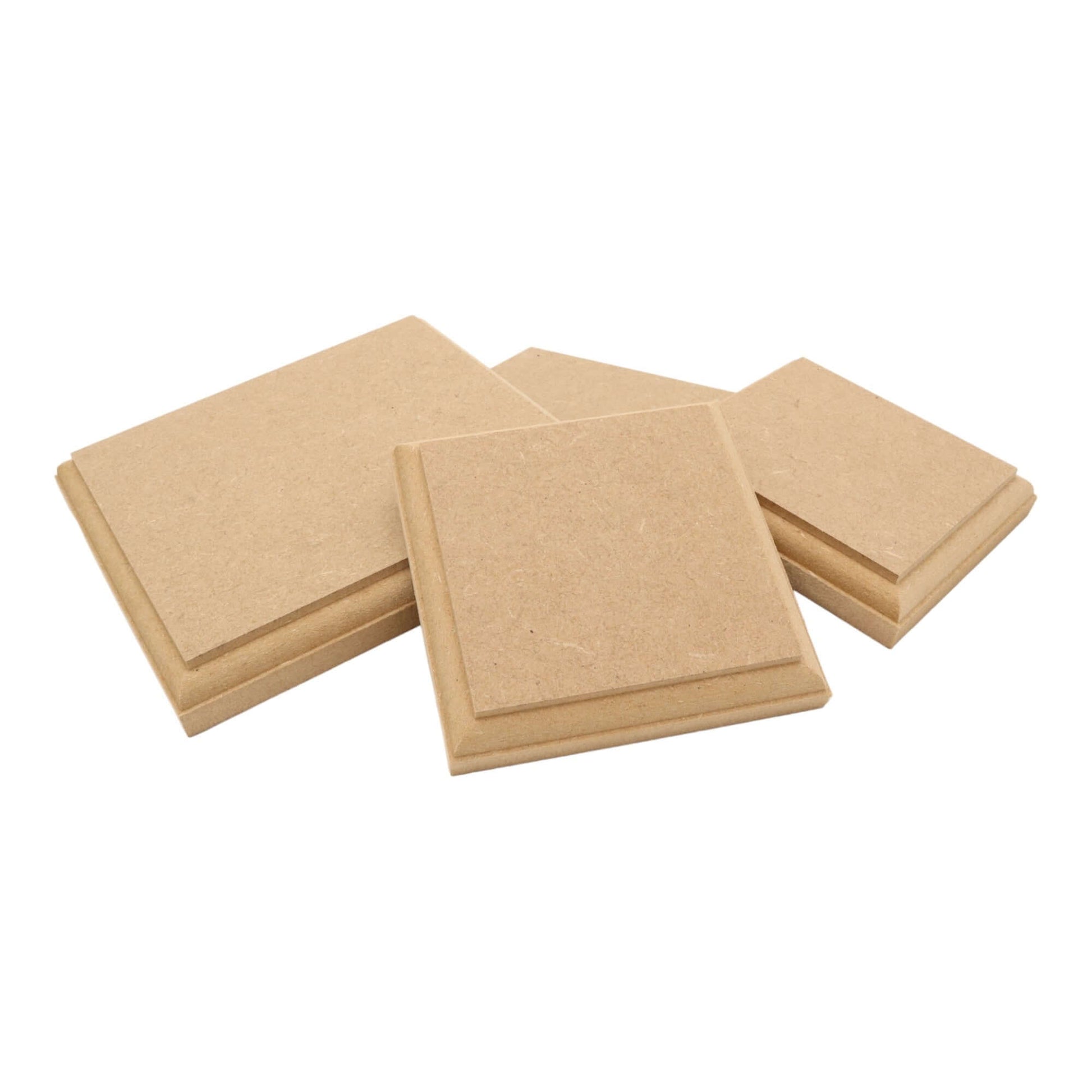CNC routed square shapes made from MDF with an OVOLO edge, quality craft shapes for DIY projects.