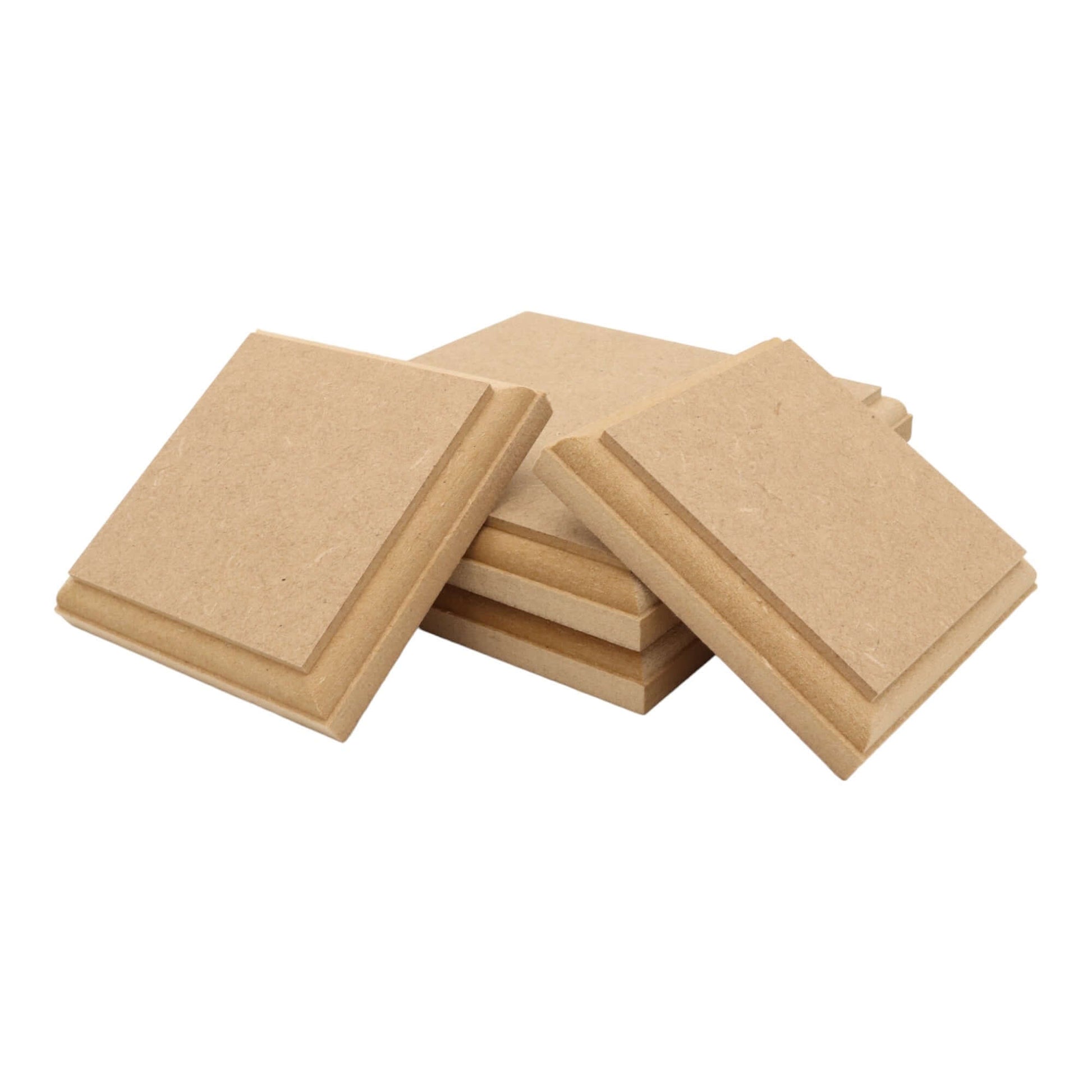 CNC routed square shapes made from MDF with an OVOLO edge, quality craft shapes for DIY projects.