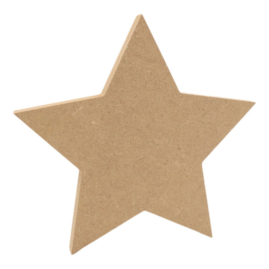 CNC routed star shapes made from MDF with a square edge, quality craft shapes for DIY projects.