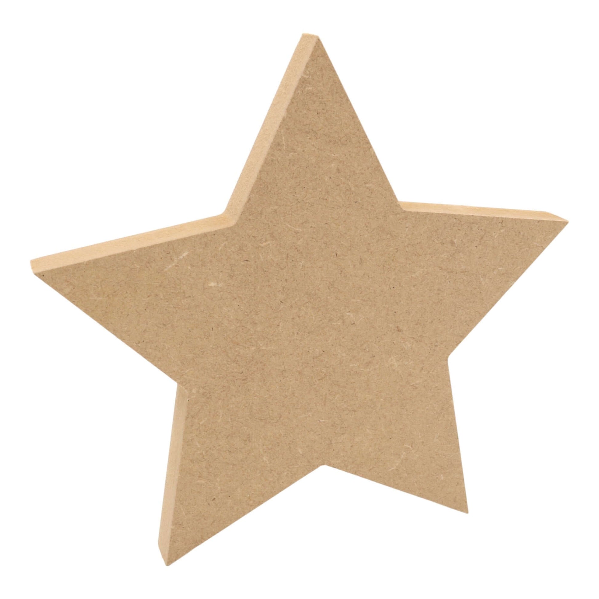 CNC routed star shapes made from MDF with a square edge, quality craft shapes for DIY projects.