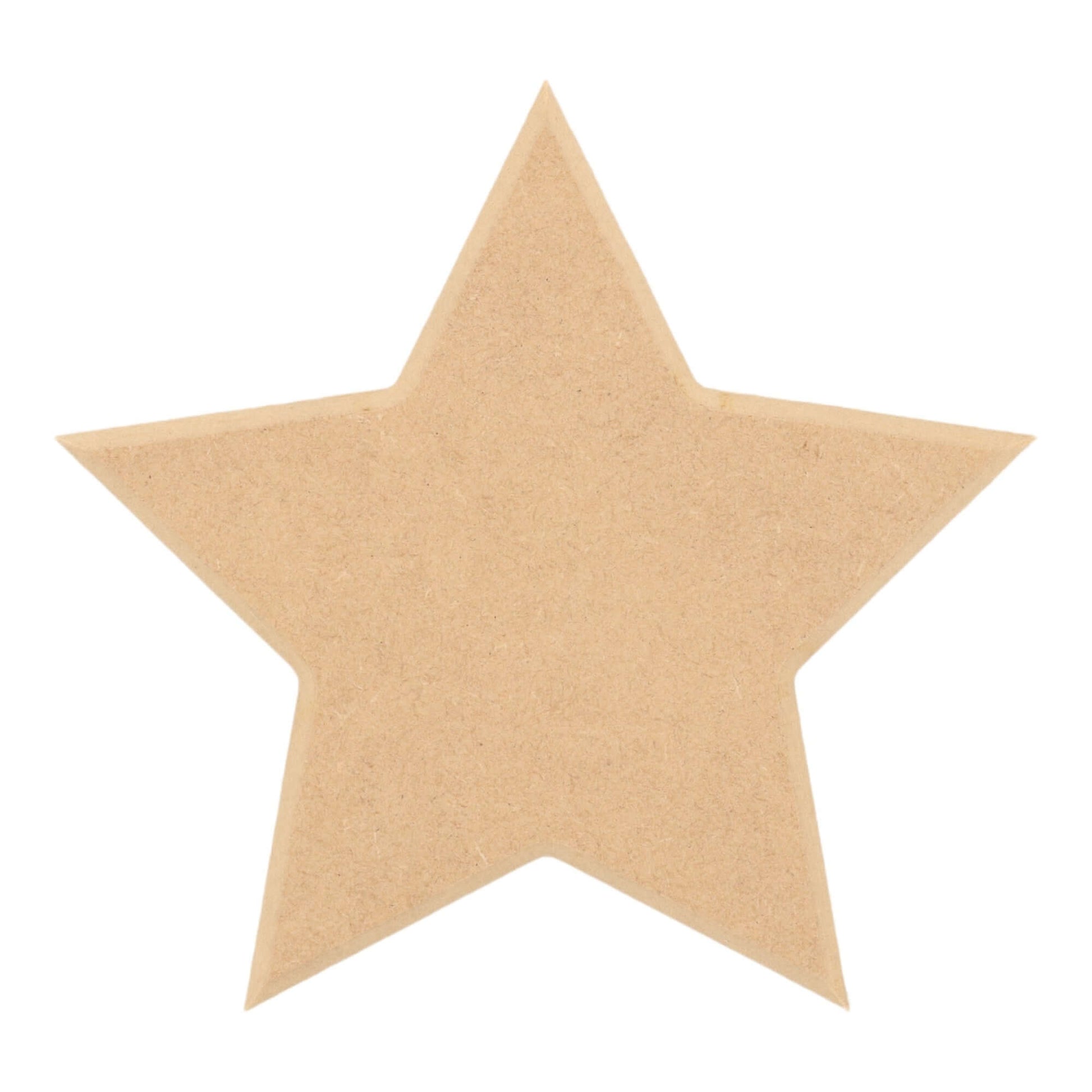CNC routed star shapes made from MDF with a square edge, quality craft shapes for DIY projects.