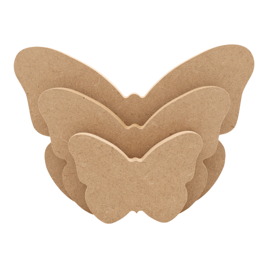 CNC routed freestanding butterfly shapes made from MDF, quality craft shapes for DIY projects.
