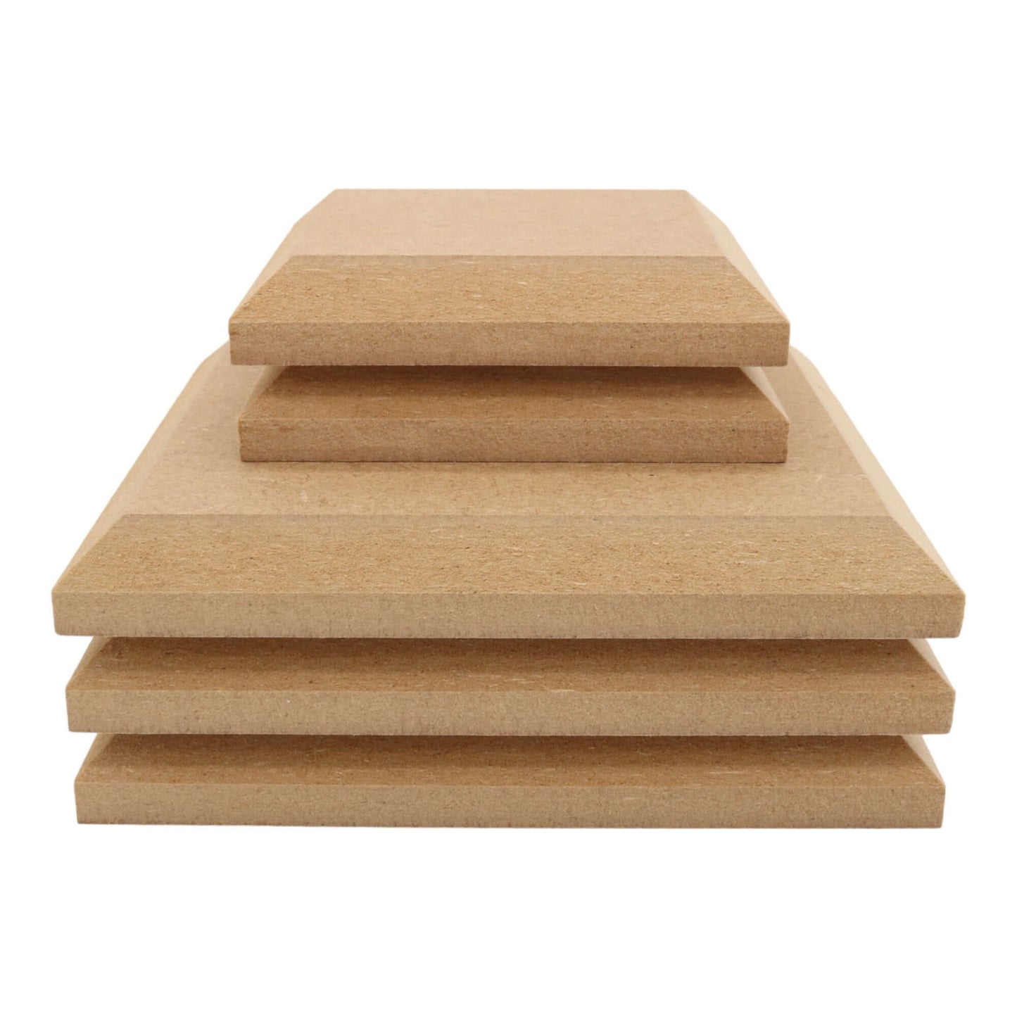 CNC routed square shapes made from MDF with a chamfer edge, quality craft shapes for DIY projects.
