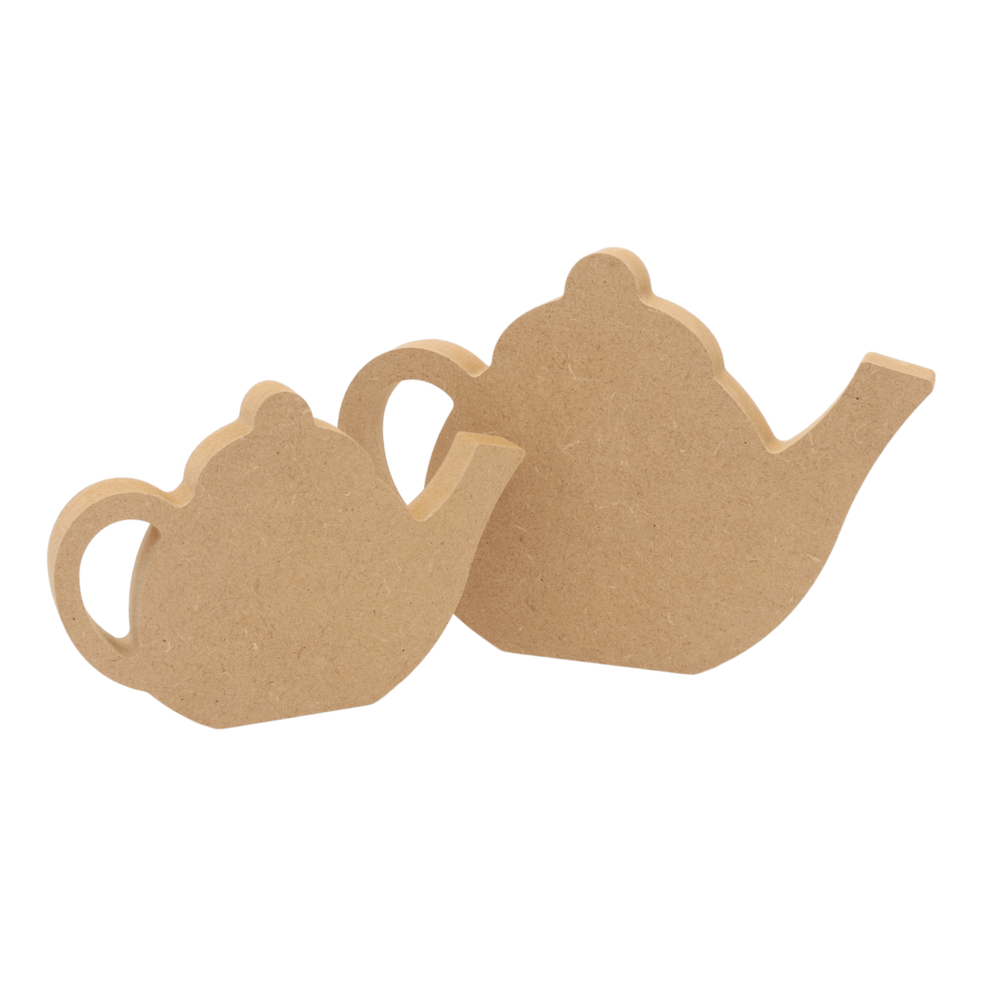 CNC routed freestanding tea pot shapes made from MDF, quality craft shapes for DIY projects.