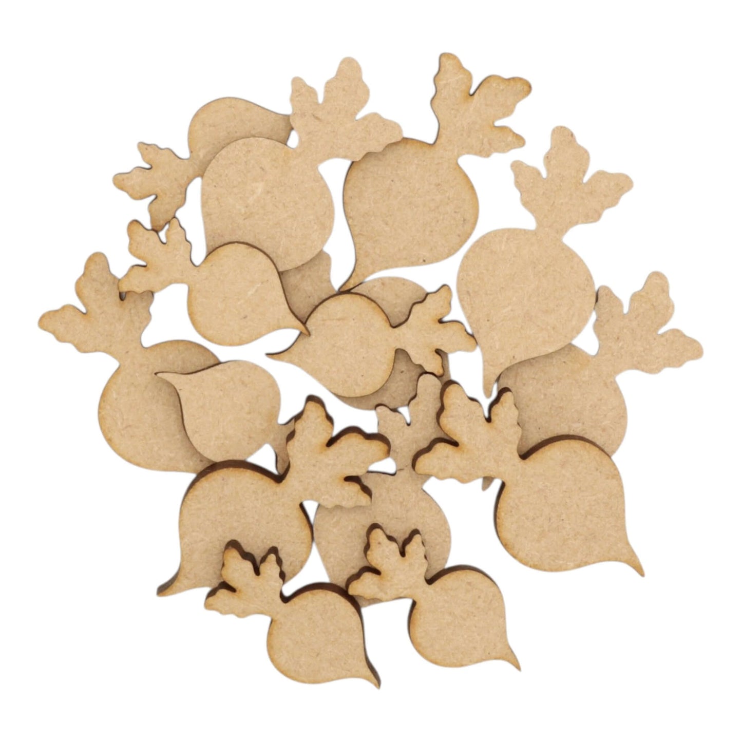 Radish MDF Craft Shape - laser-cut wooden radish shapes perfect for creative projects and home décor.