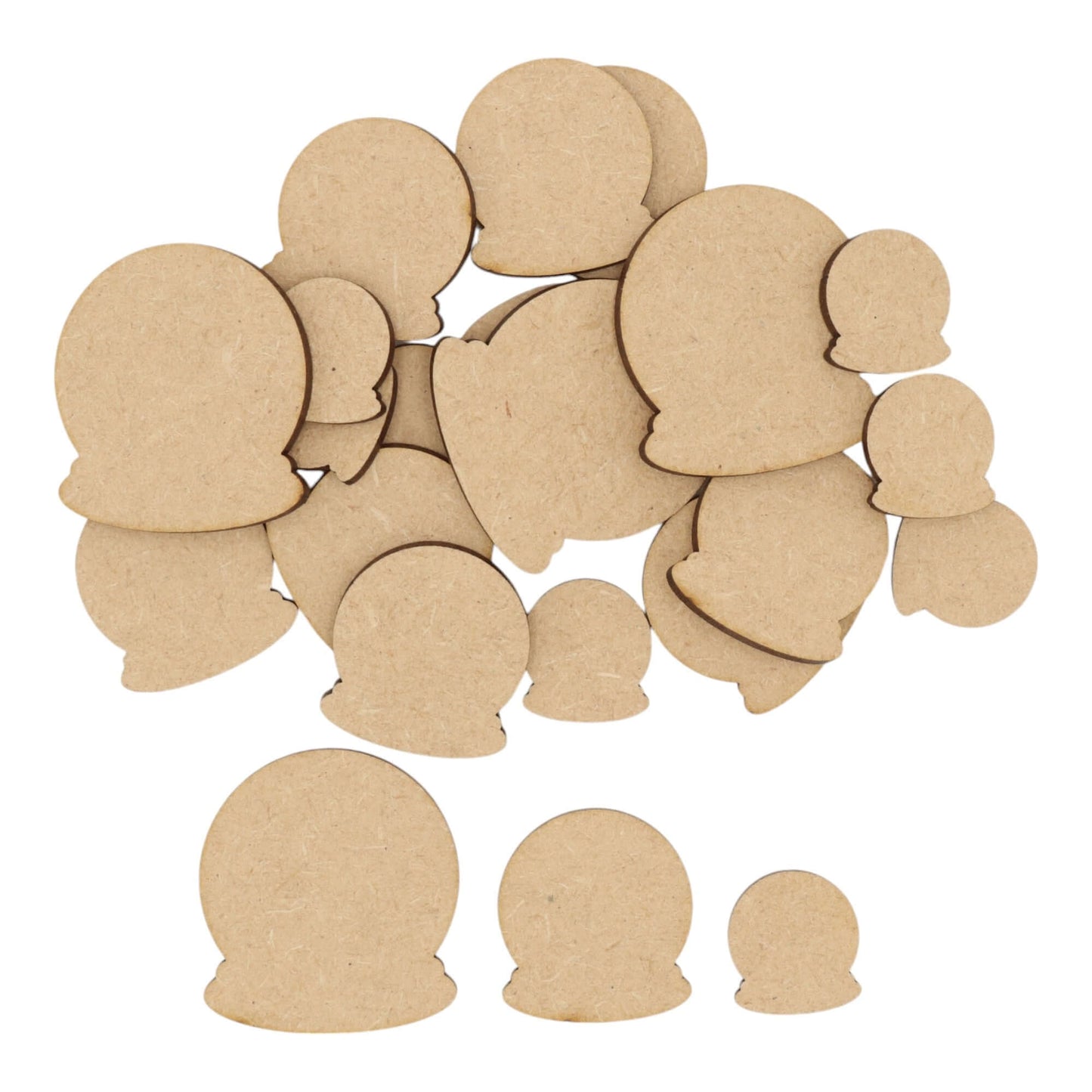 Laser cut MDF snow globe s2 craft shapes, 3mm thick, perfect for arts & crafts projects.